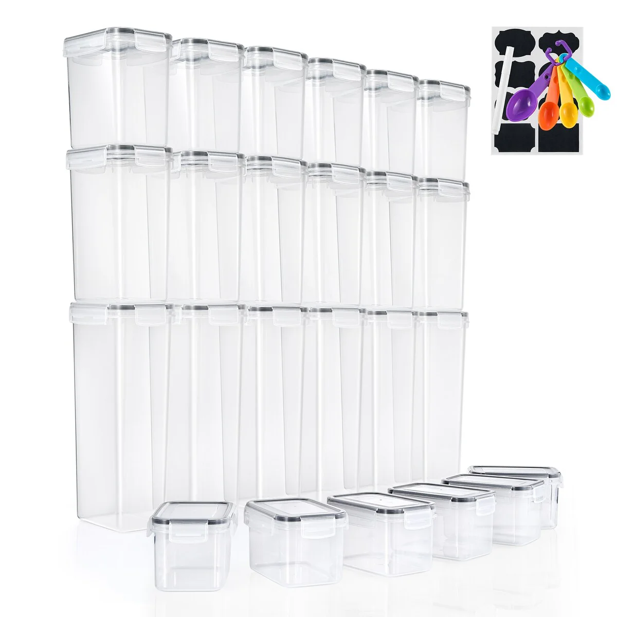 Sorbus Airtight Food Storage Containers with Labels, Marker & Measuring Spoons Kitchen Pantry Food Organizer - 24 Pack