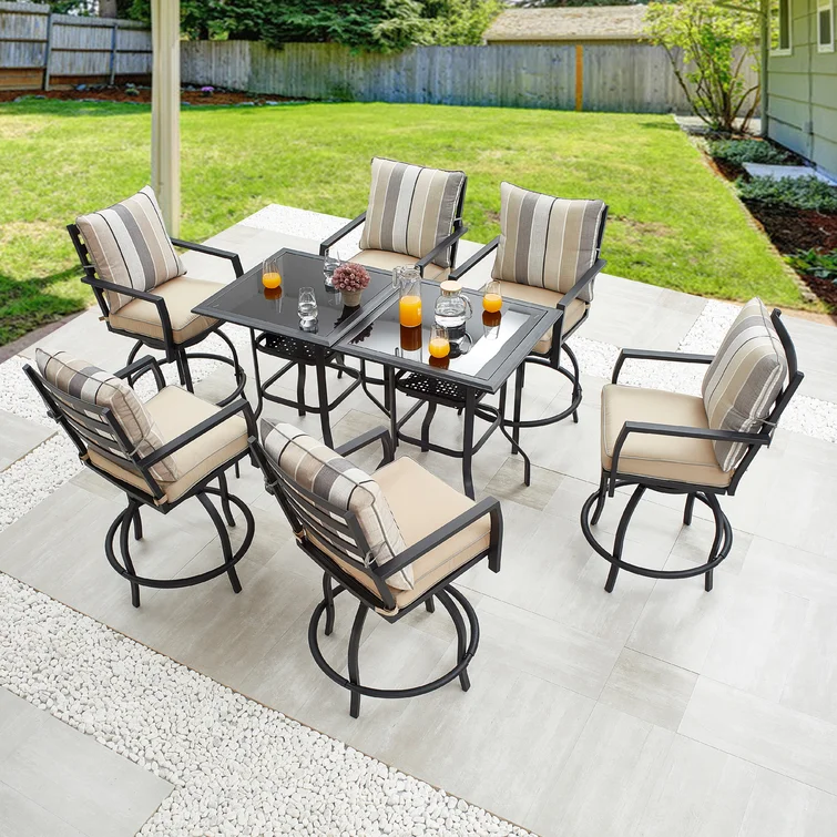 Mbagaya Square 6-Person High-Seating Bistro Set with Cushions