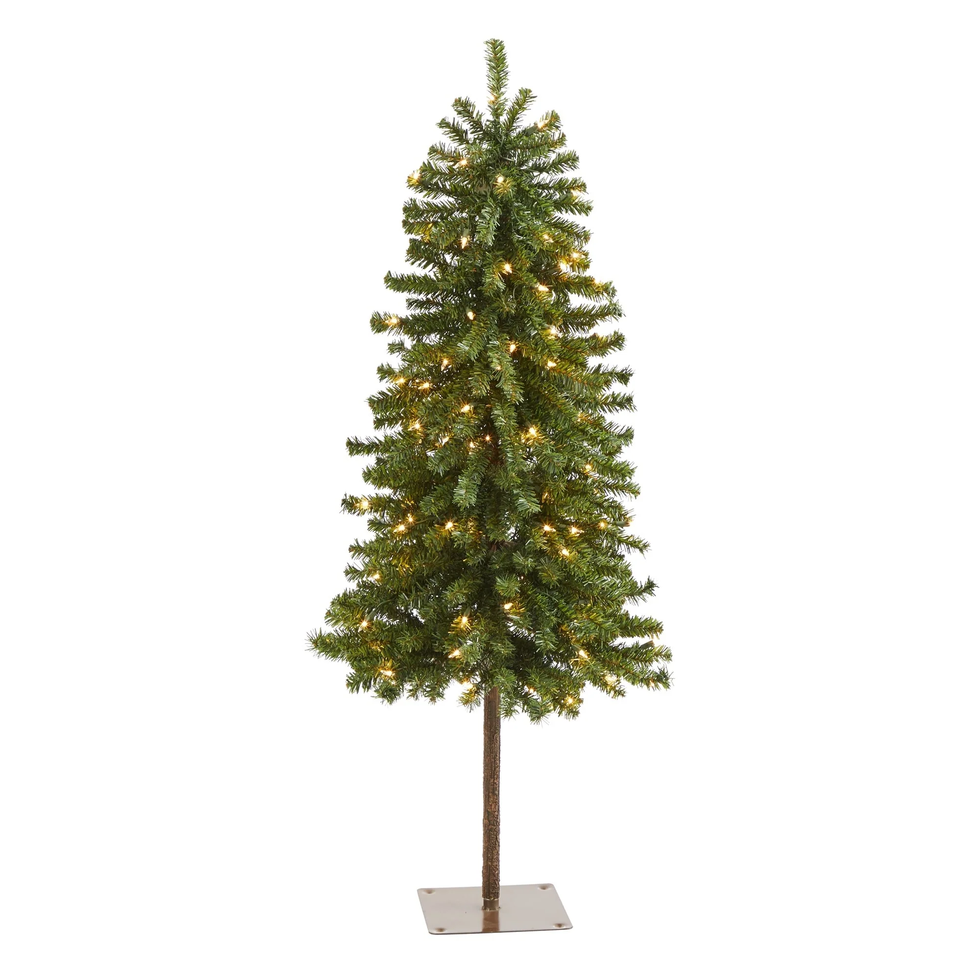 4' Pre-Lit Alpine Artificial Christmas Tree, Clear LED Lights - 4 Foot