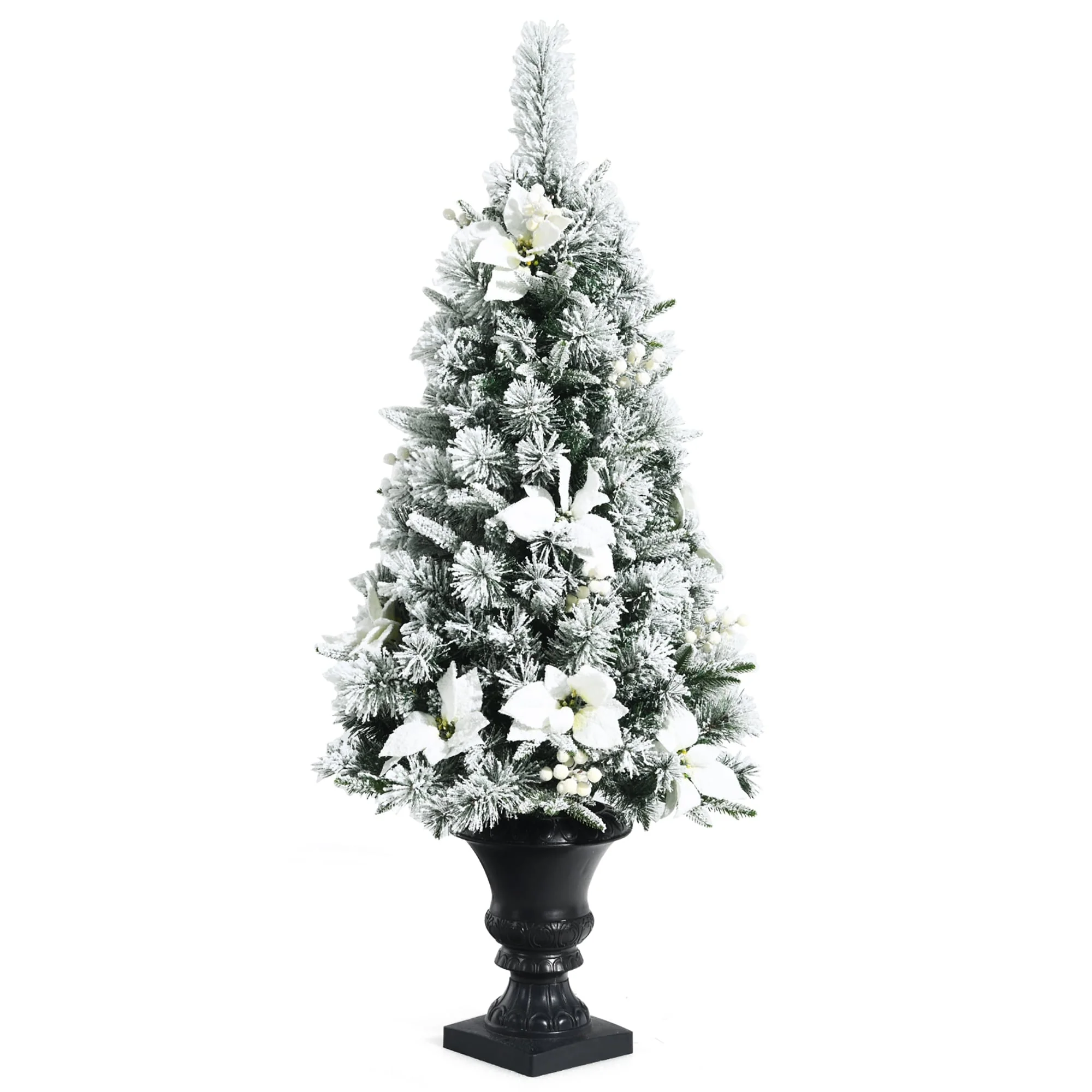 Prelit Flocked Christmas Entrance Tree Pack Artificial Christmas Tree