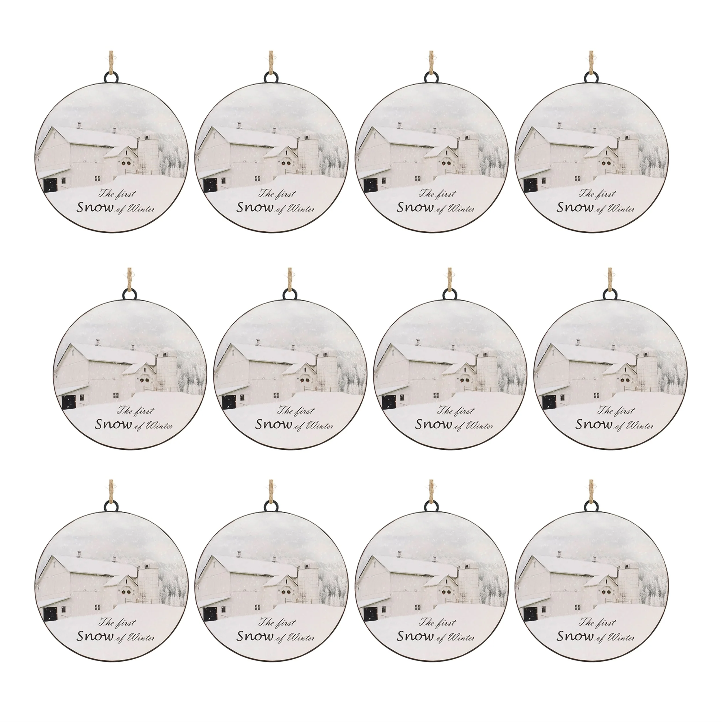First Snow Disc Ornaments Set of 12 Iron for Christmas Decorations - 6
