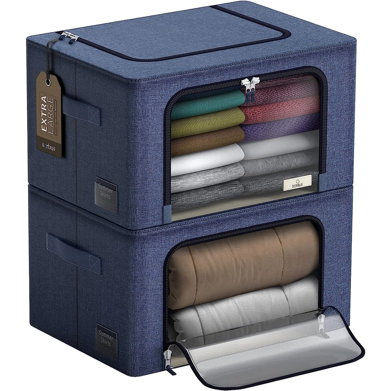 Foldable Storage Box Organizer - Blue Large