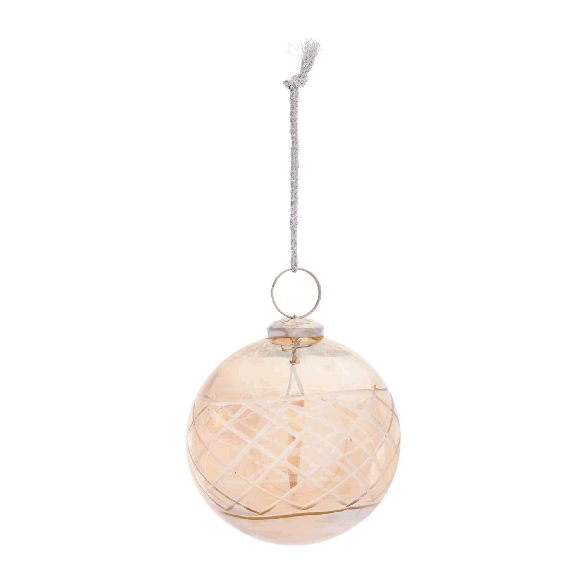 Shiny Finish Etched Glass Christmas Ball Ornaments 3