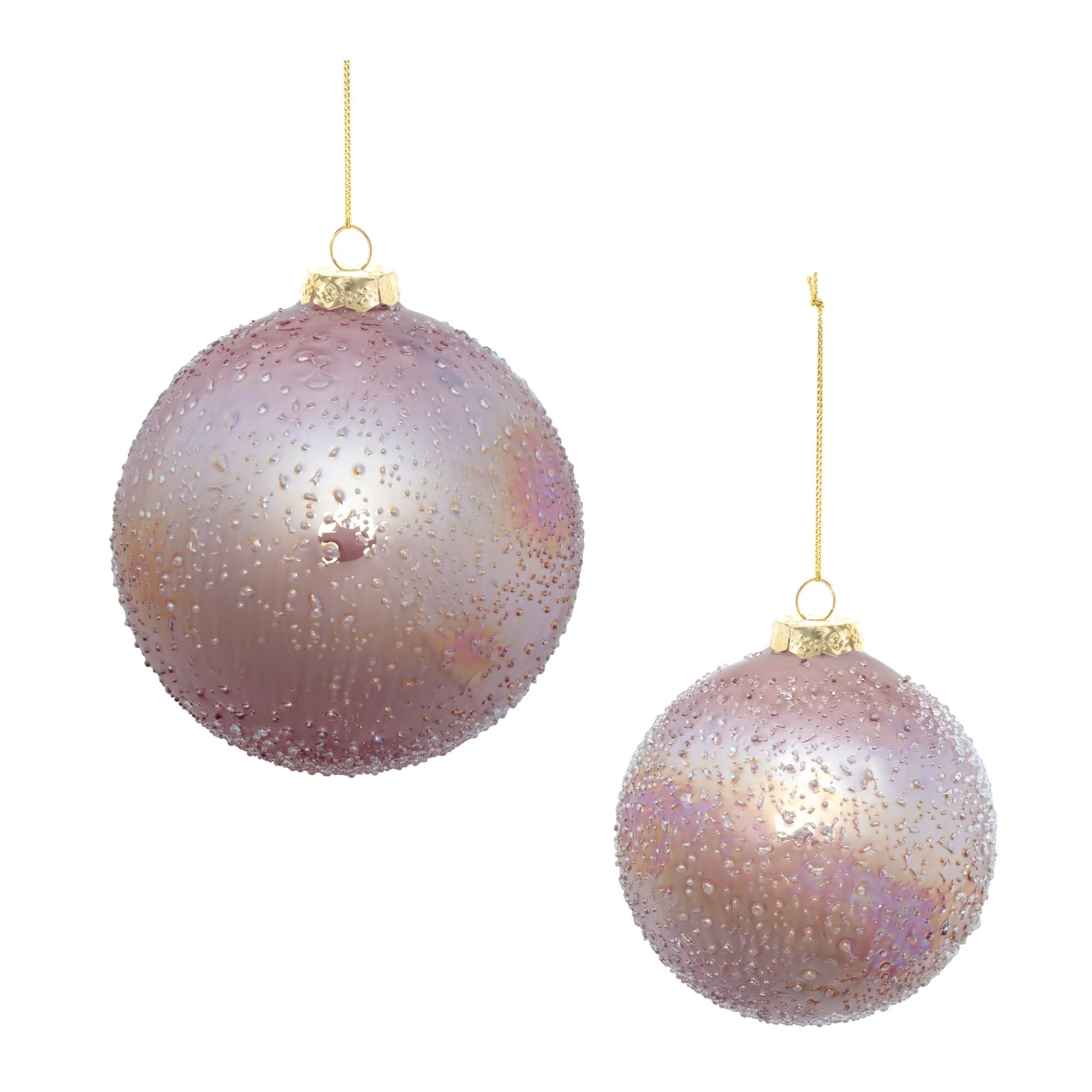 Iridescent Beaded Glass Christmas Ball Ornaments - 5