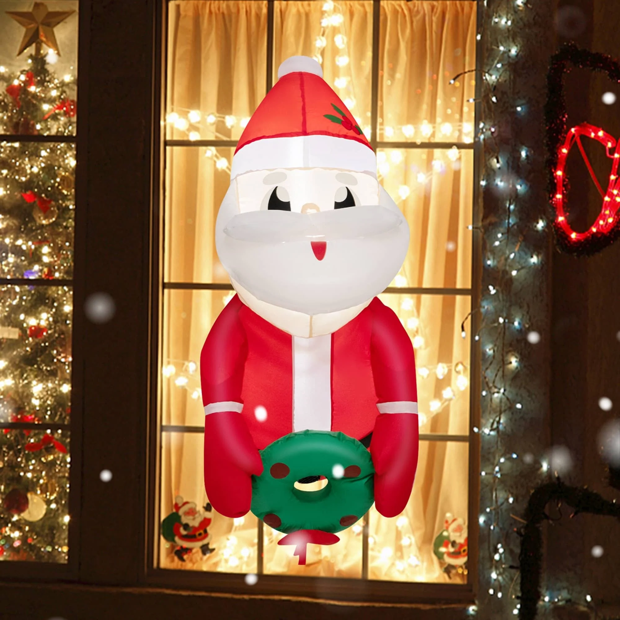 Costway 3.3FT Inflatable Christmas Santa Claus Broke Out from Window - See Details