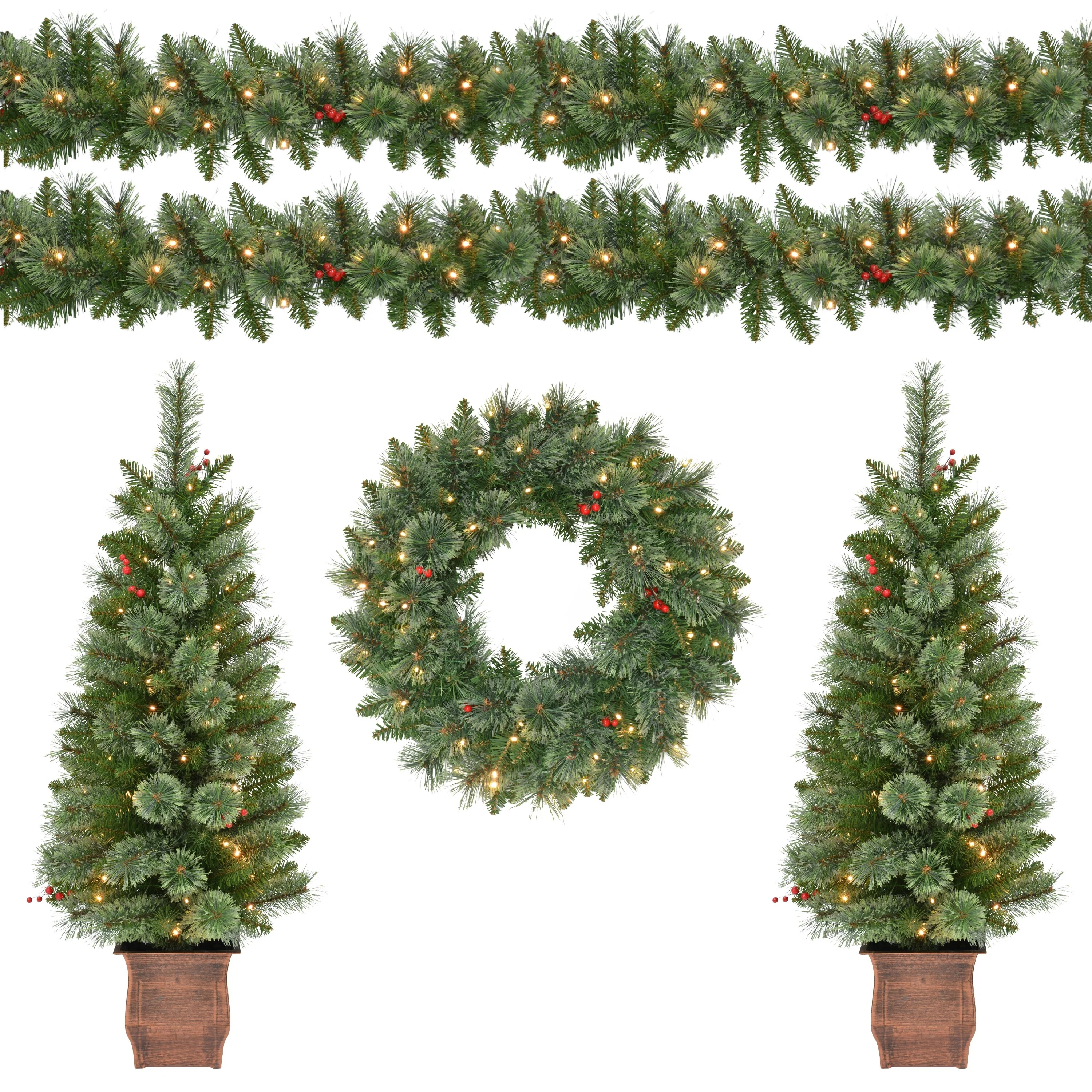 Puleo International 5-Piece Pre-Lit Artificial Christmas Décor Set