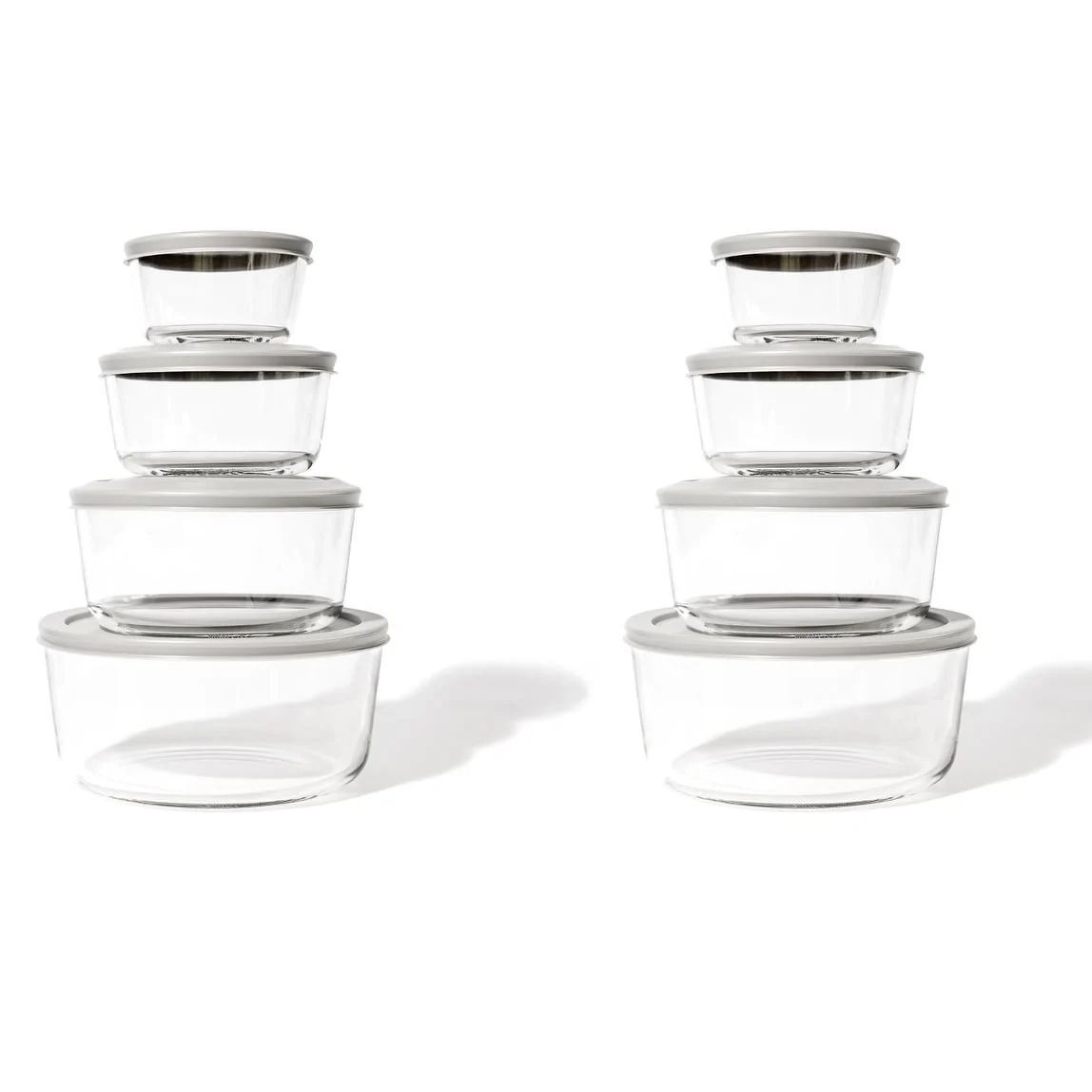 Glass Food Storage Set - Round Nesting, 8-Piece, BPA-Free, Airtight Lids, Microwave & Oven Safe