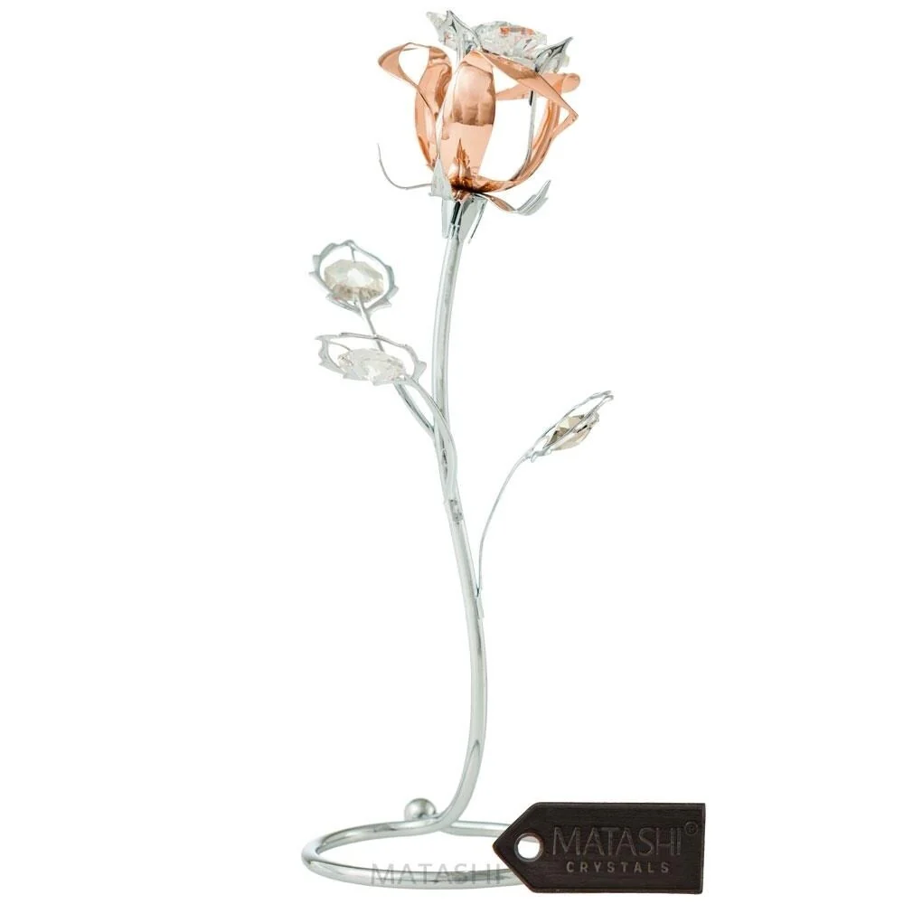 Rose Flower Tabletop Ornament w/Clear Matashi Crystals
