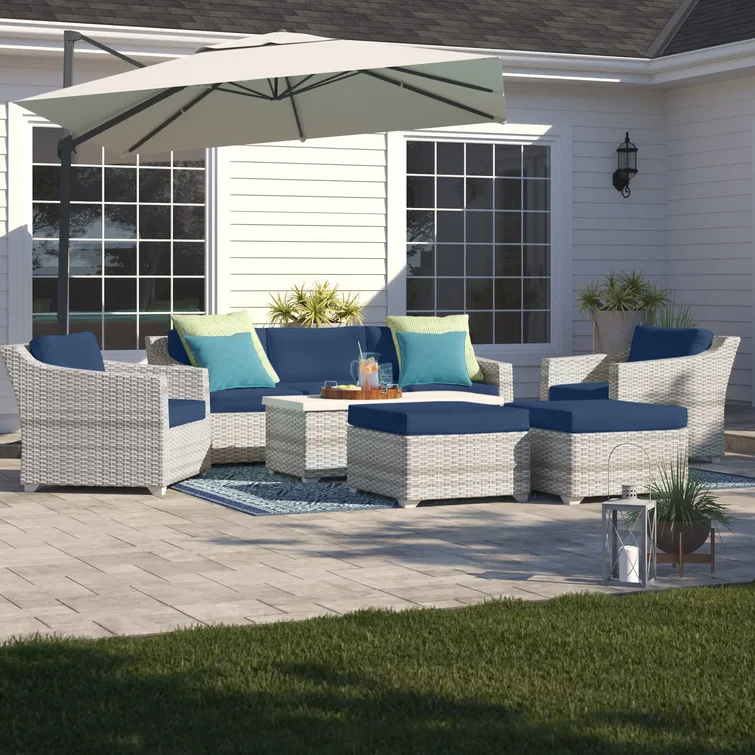 Bannister 8 Piece Rattan Sofa Seating Group with Cushions