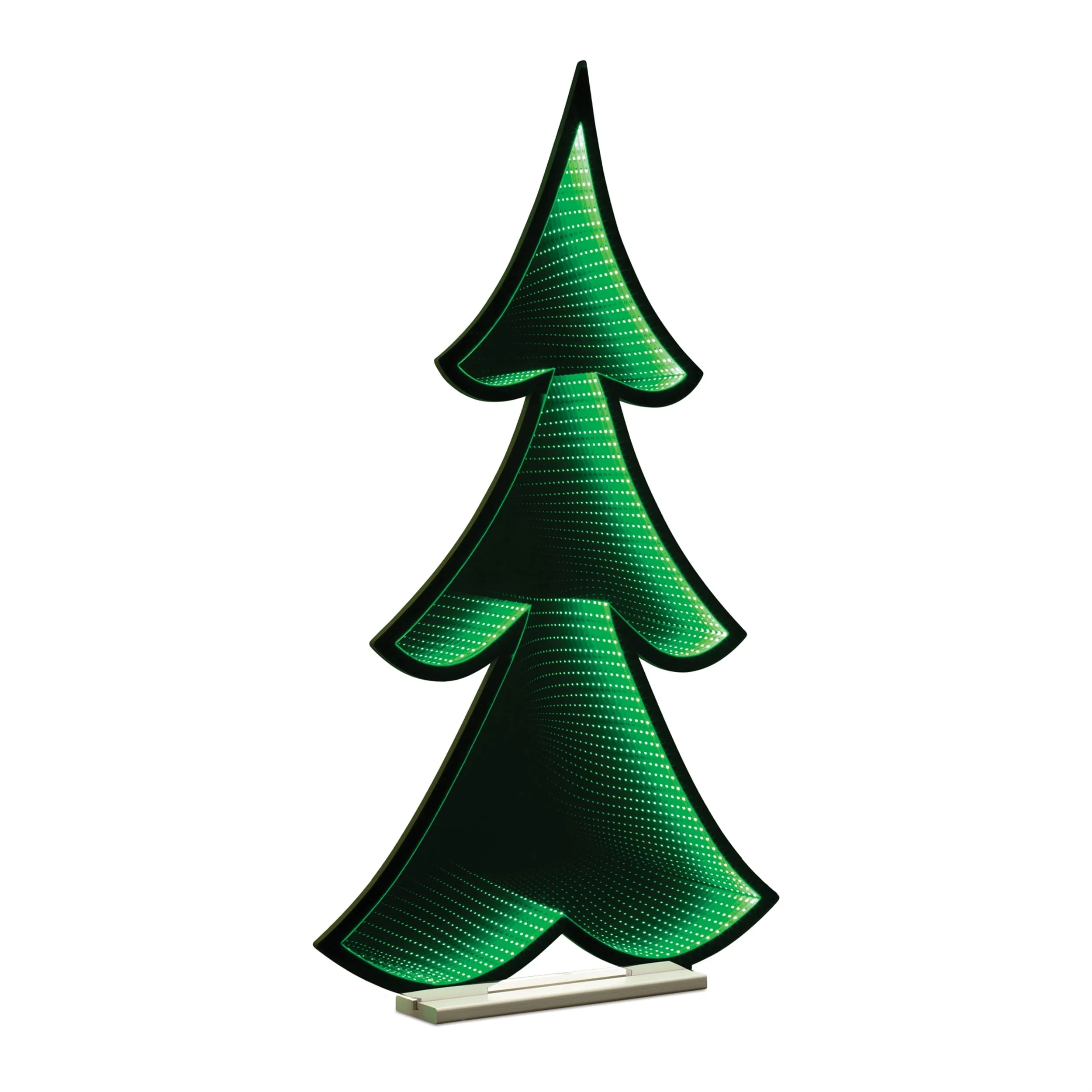 Green Acrylic PET Foam Pine Tree with Infinity Lights and UL Plug andx 46 inches Tall - 27” x 4” x 46” (L x W x H)