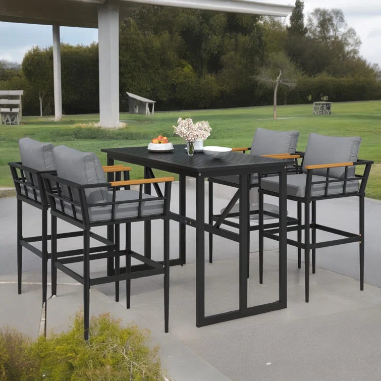 Xhavit 4 - Person Rectangular Outdoor Dining Set with Cushions