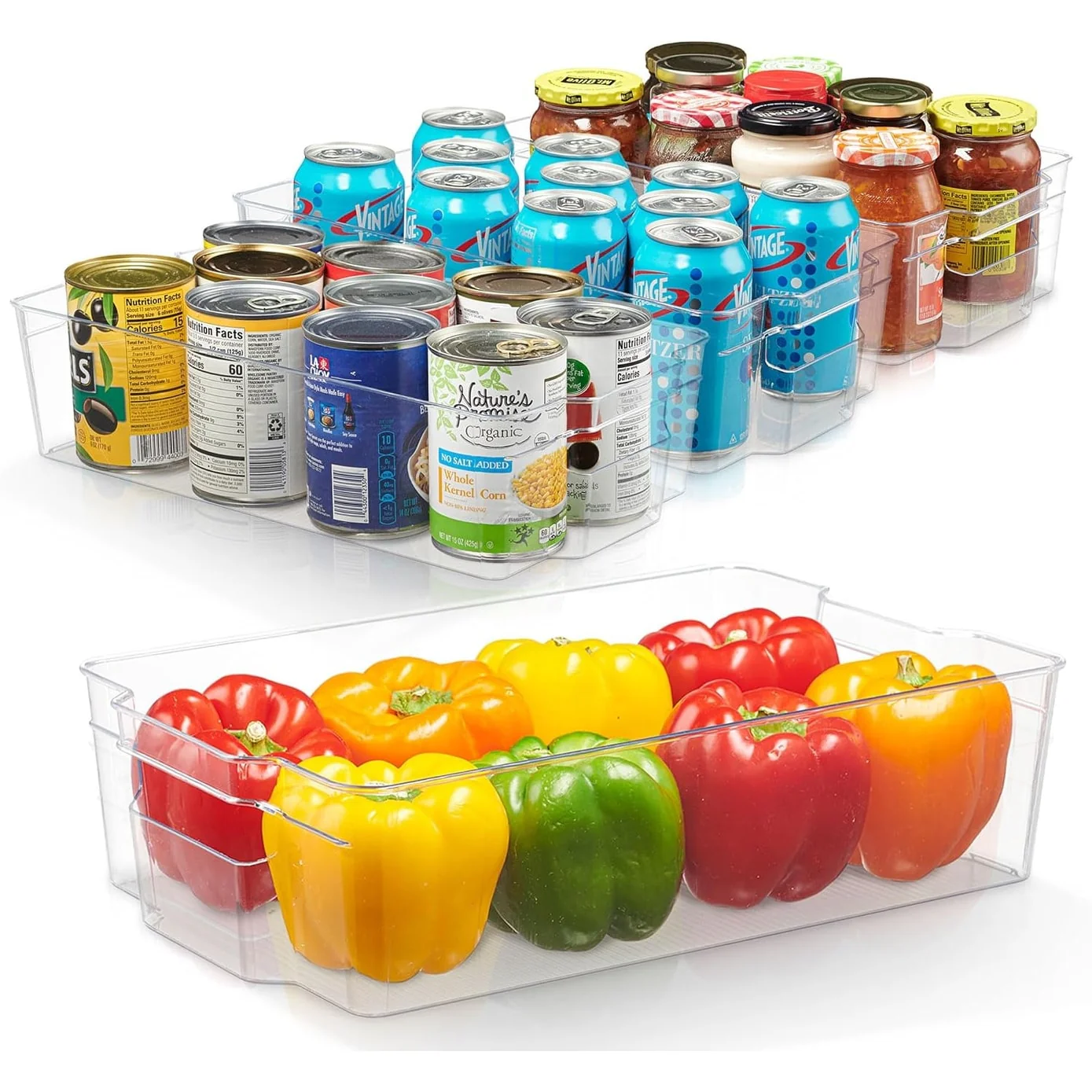 Cheer Collection Clear Refrigerator Organizer Bins