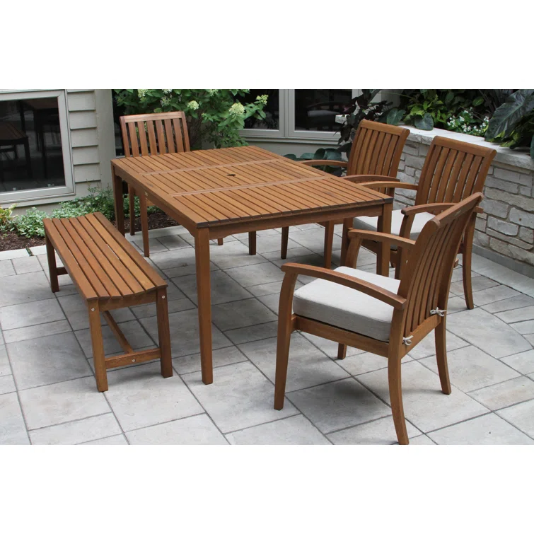 Fleur 7 - Person Rectangular Outdoor Dining Set with Cushions