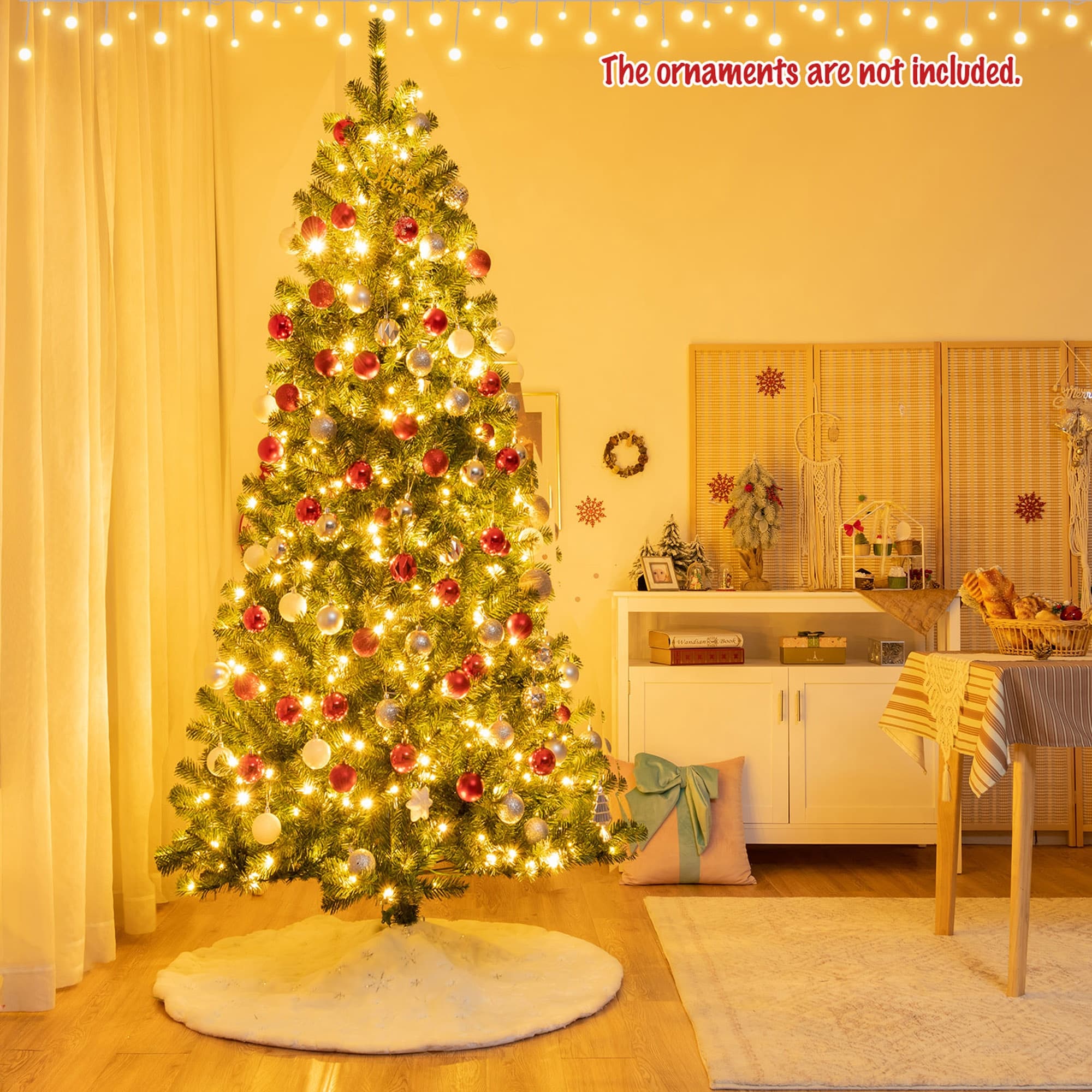 Gymax 6/7/8 FT Pre-lit Artificial Christmas Tree Hinged Xmas Tree w/ 9 - See Details
