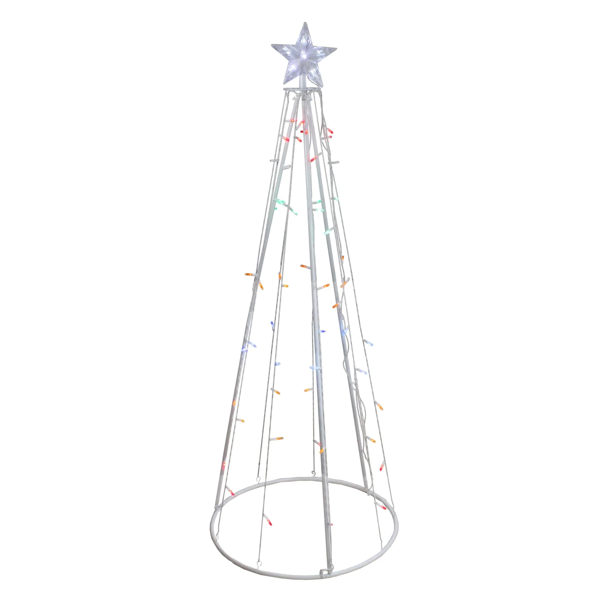 LED Lighted Cone Christmas Tree Outdoor Decoration - 5' - White - Multicolor Lights