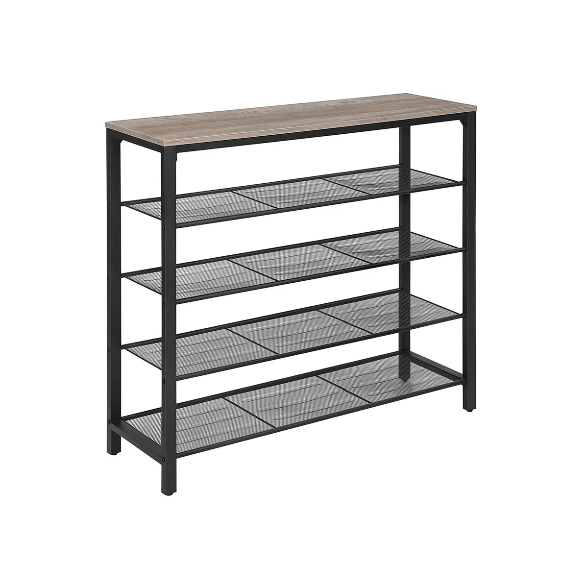 VASAGLE Shoe Rack, 5-Tier Shoe Storage Organizer with 4 Mesh Shelves for 16-20 Pairs and Large Surface for Bags