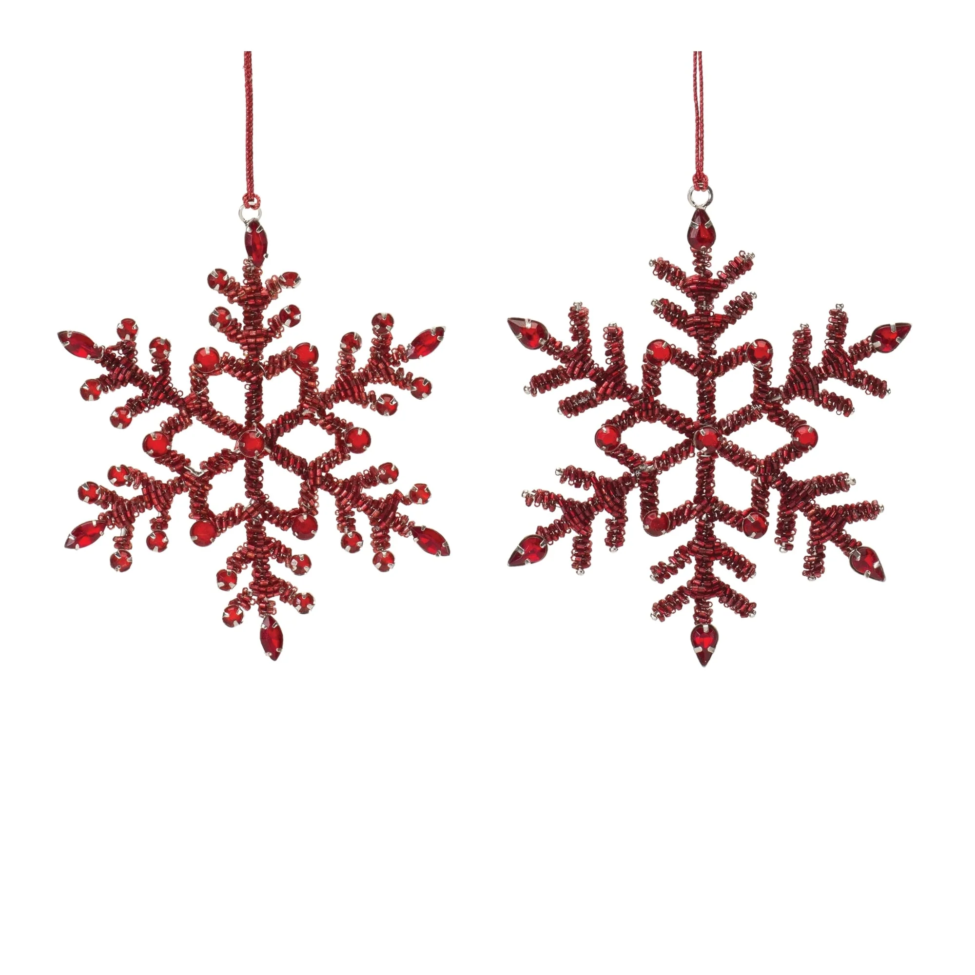 Beaded and Jeweled Snowflake Christmas Ornaments - 5.5
