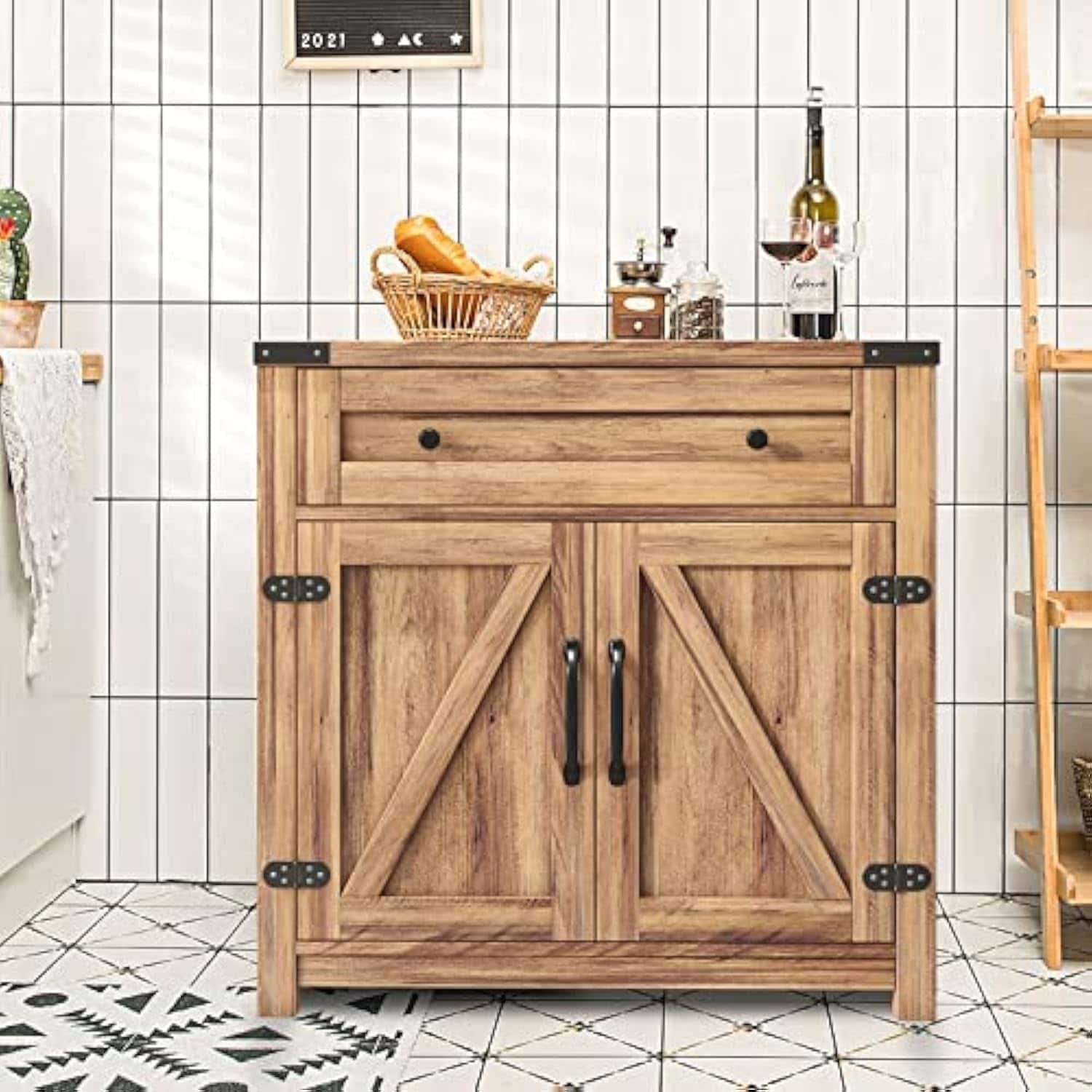 Farmhouse Cabinet with Drawers and Doors 31.5 inch - 15.75