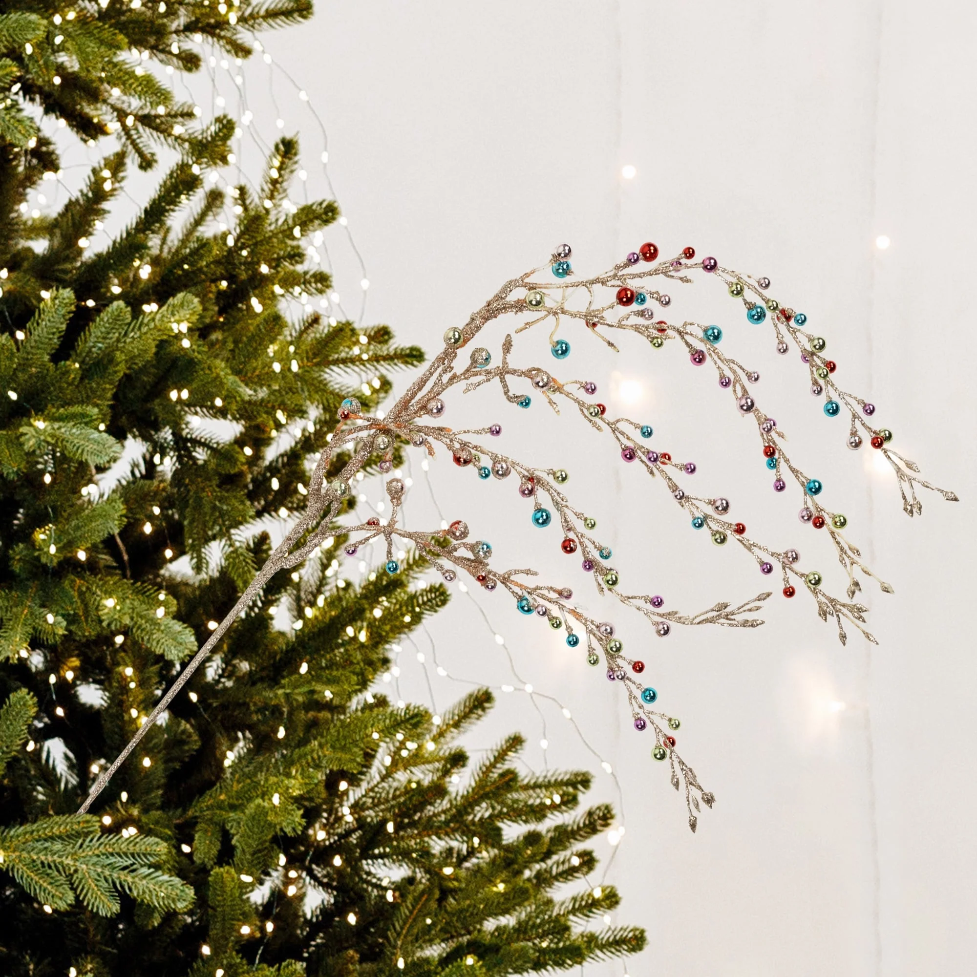 Hanging Beaded Artificial Christmas Sprays - Set of 2 - 28