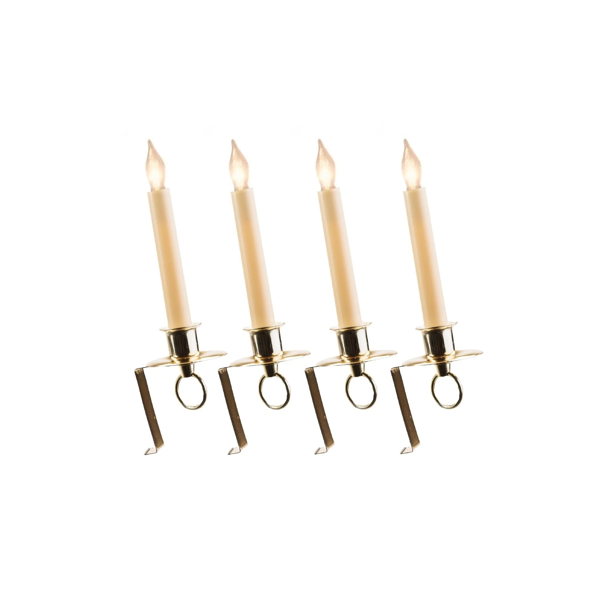 4 Incandescent Beige Christmas Candles In Gold Bracket Sensor 12