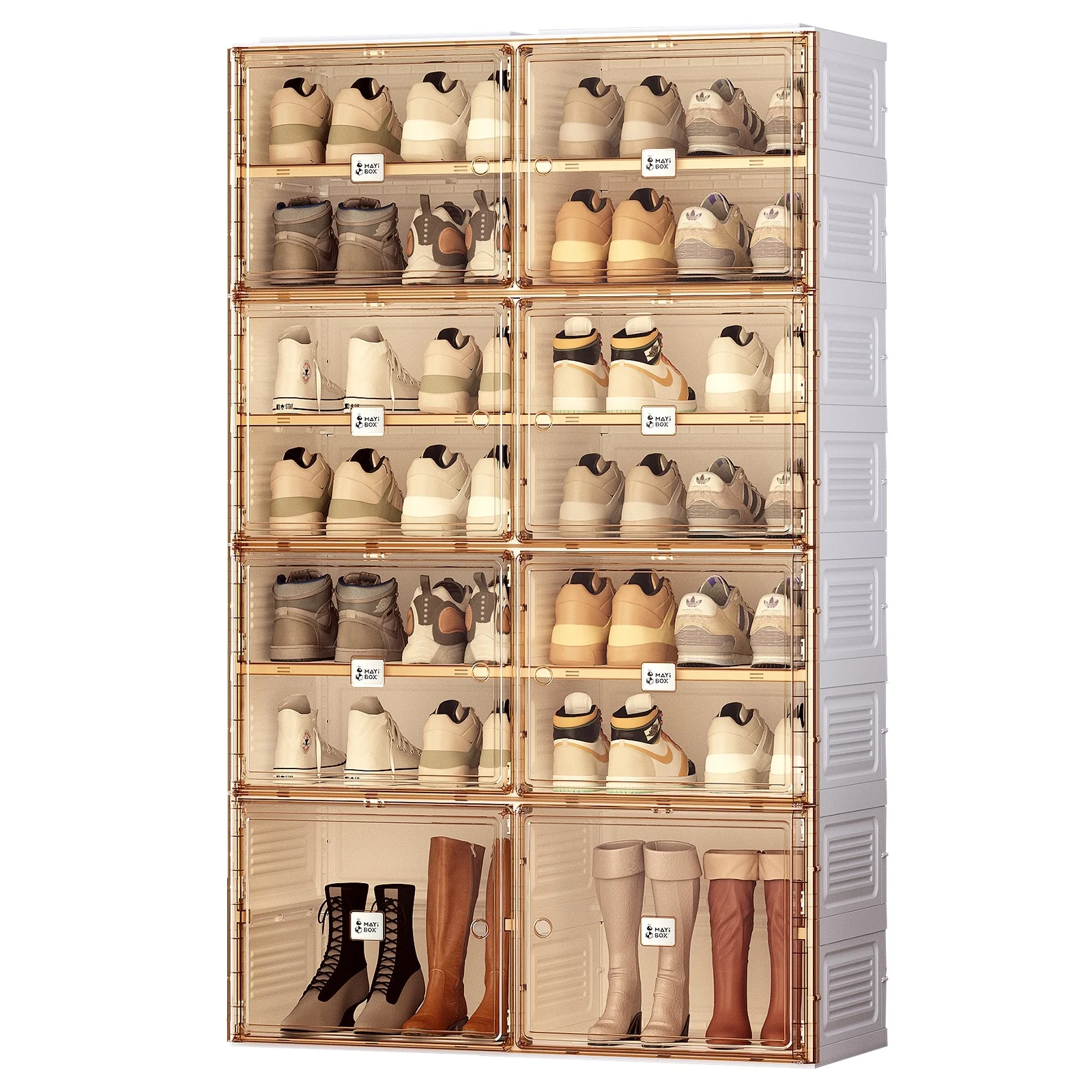Stackable Storage Organizer Cabinet with Doors and Shelves