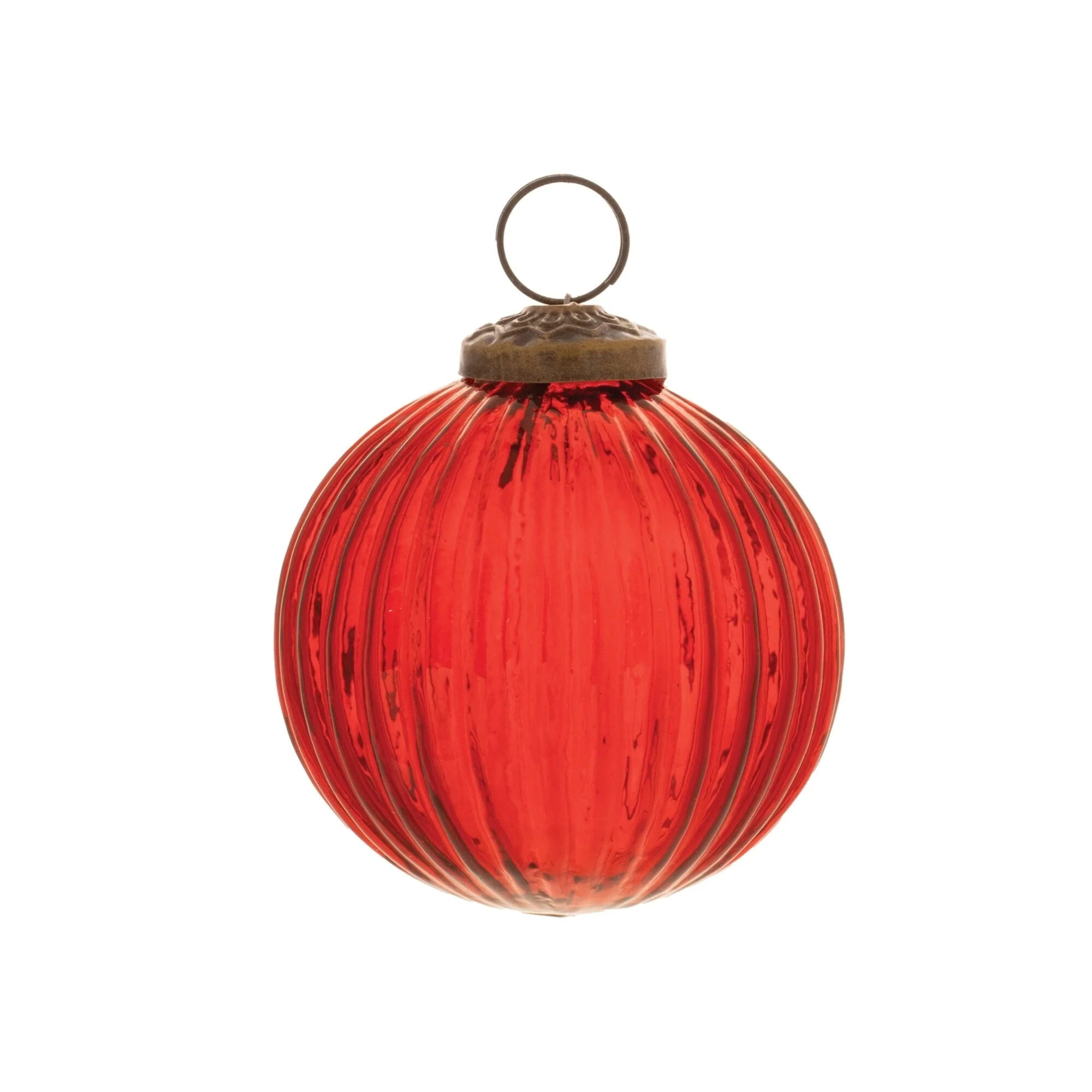 Solid Ribbed Glass Christmas Ball Ornaments - 4