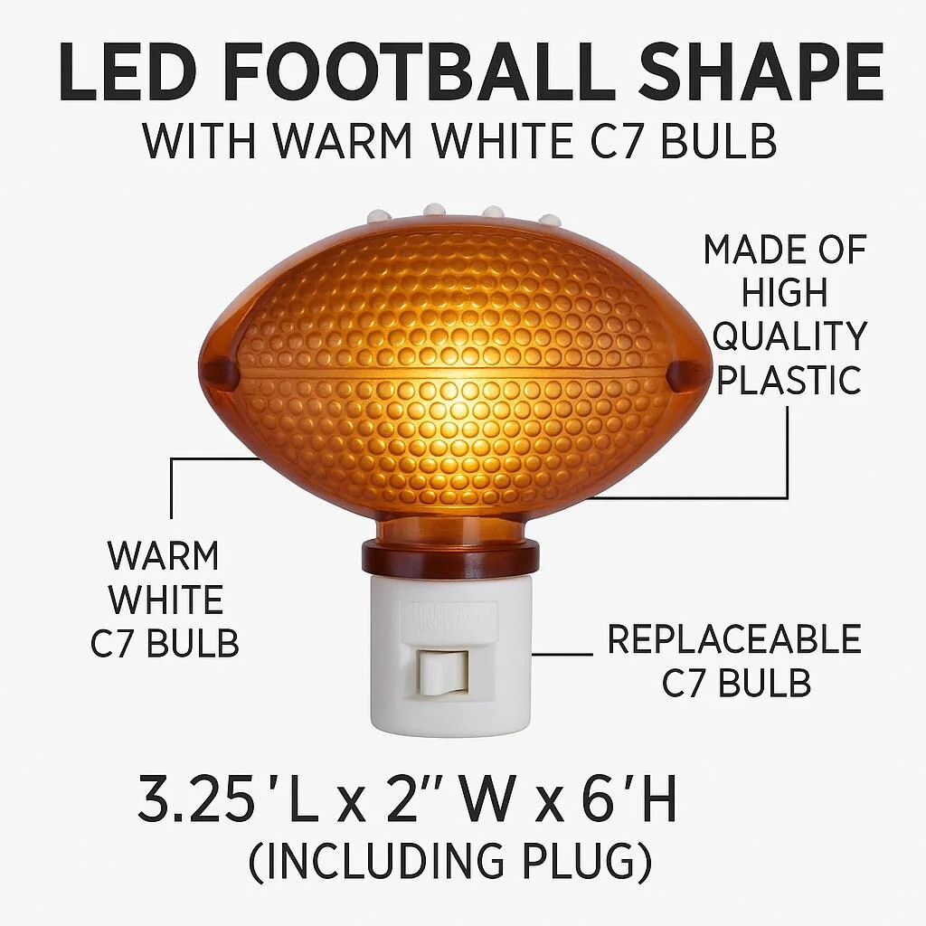 Novelty Lights LED Football Shape Night Light with Swivel Plug