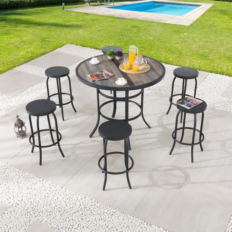 Abbaas 6 - Person Round Outdoor Dining Set