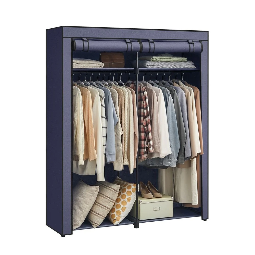 Space-Saving Portable Folding Closet with Adjustable Shelves and Heavy-Duty Hanging Rods for Clothes Storage
