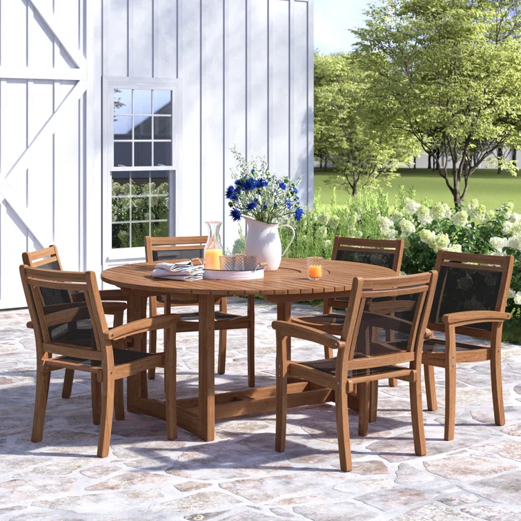 Fleur 6 - Person Round Outdoor Dining Set
