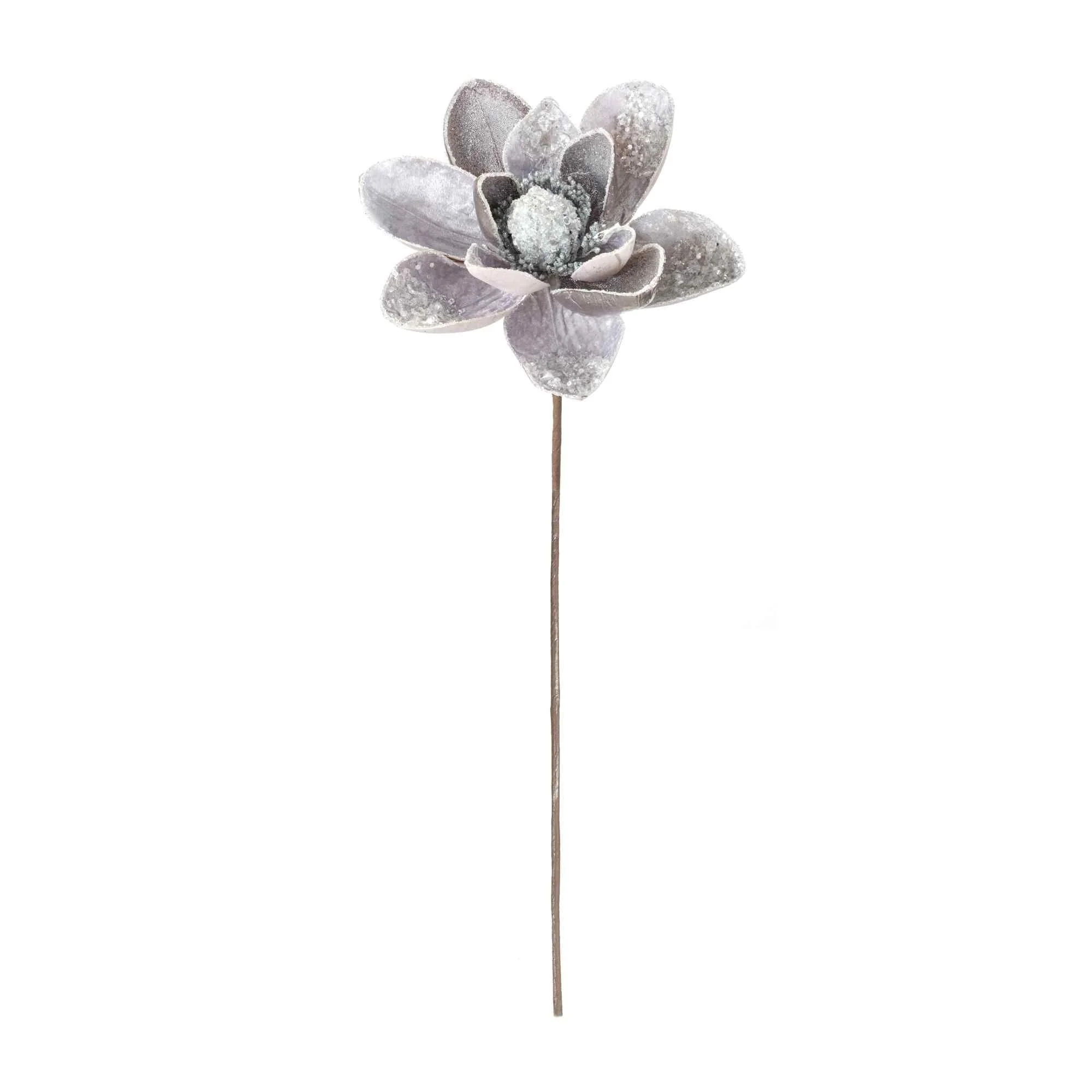 Set of 2 Glittered Silver Magnolia Artificial Christmas Stems 28
