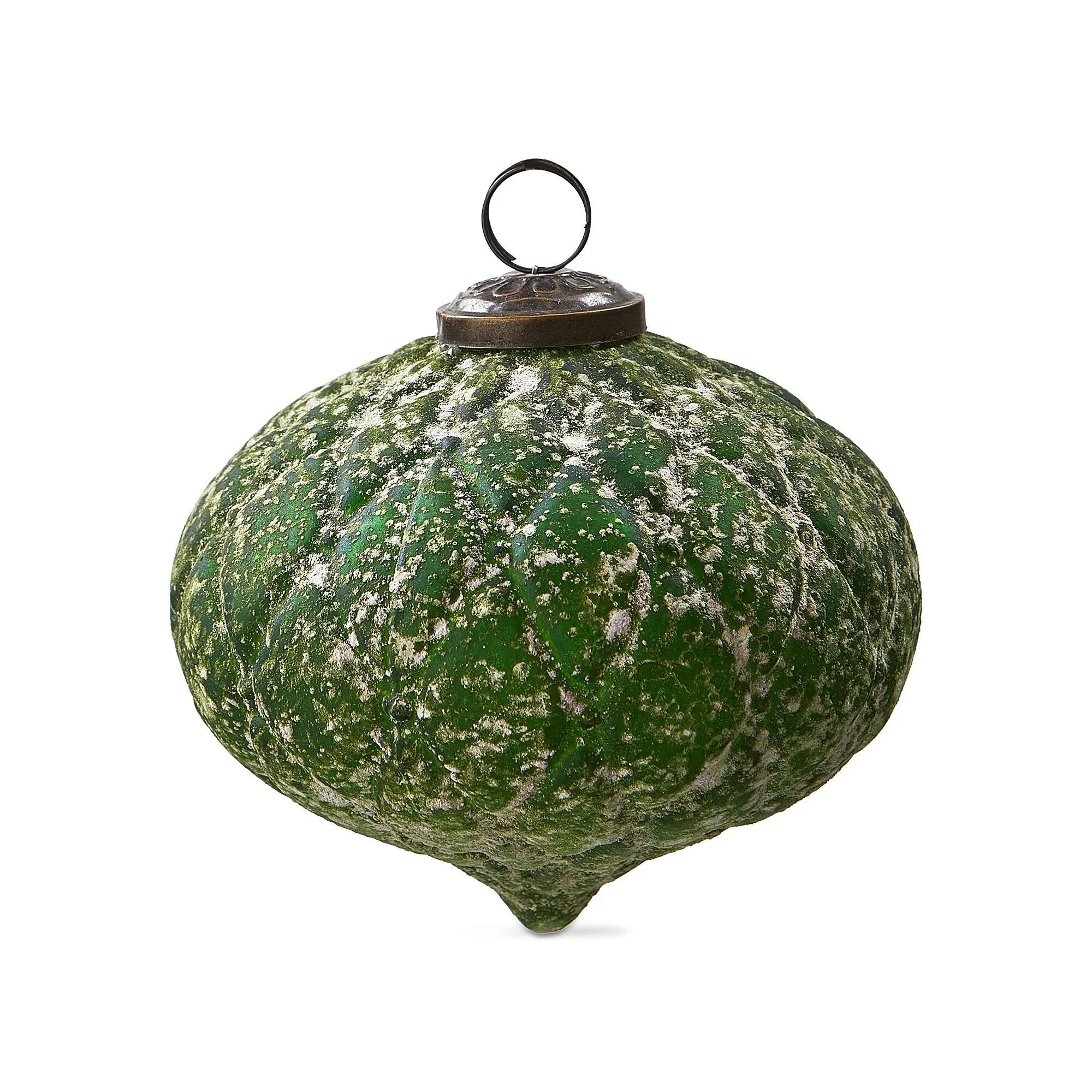 Antiqued Green Diamond Ornament 5 In
