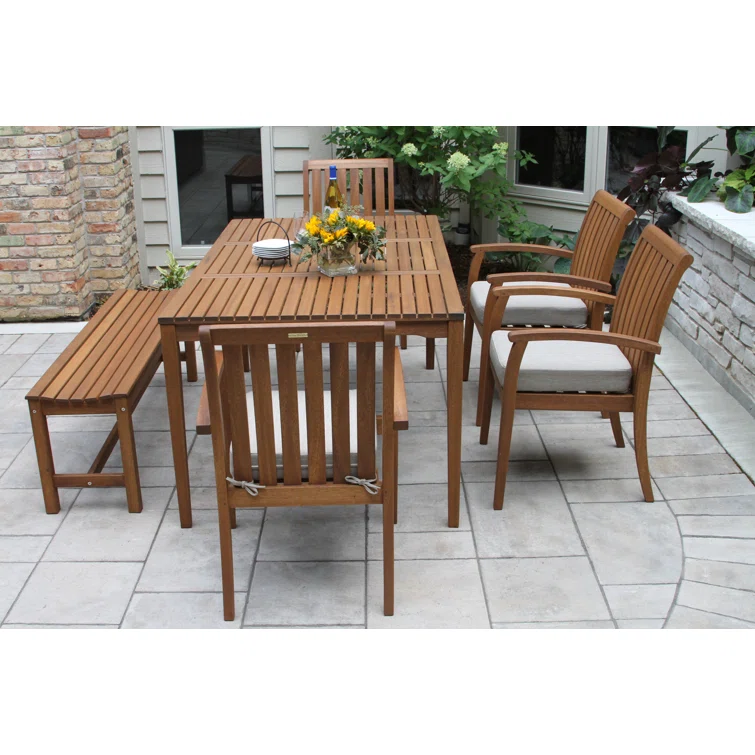 Fleur 7 - Person Rectangular Outdoor Dining Set with Cushions