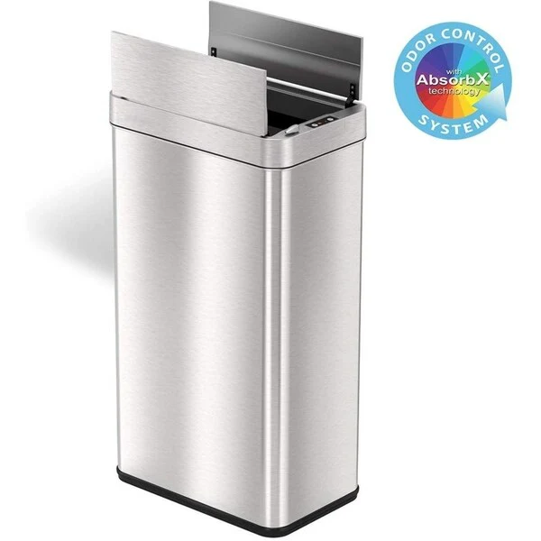 iTouchless 18 Gal Stainless Steel Wings Lid Sensor Kitchen Trash Can