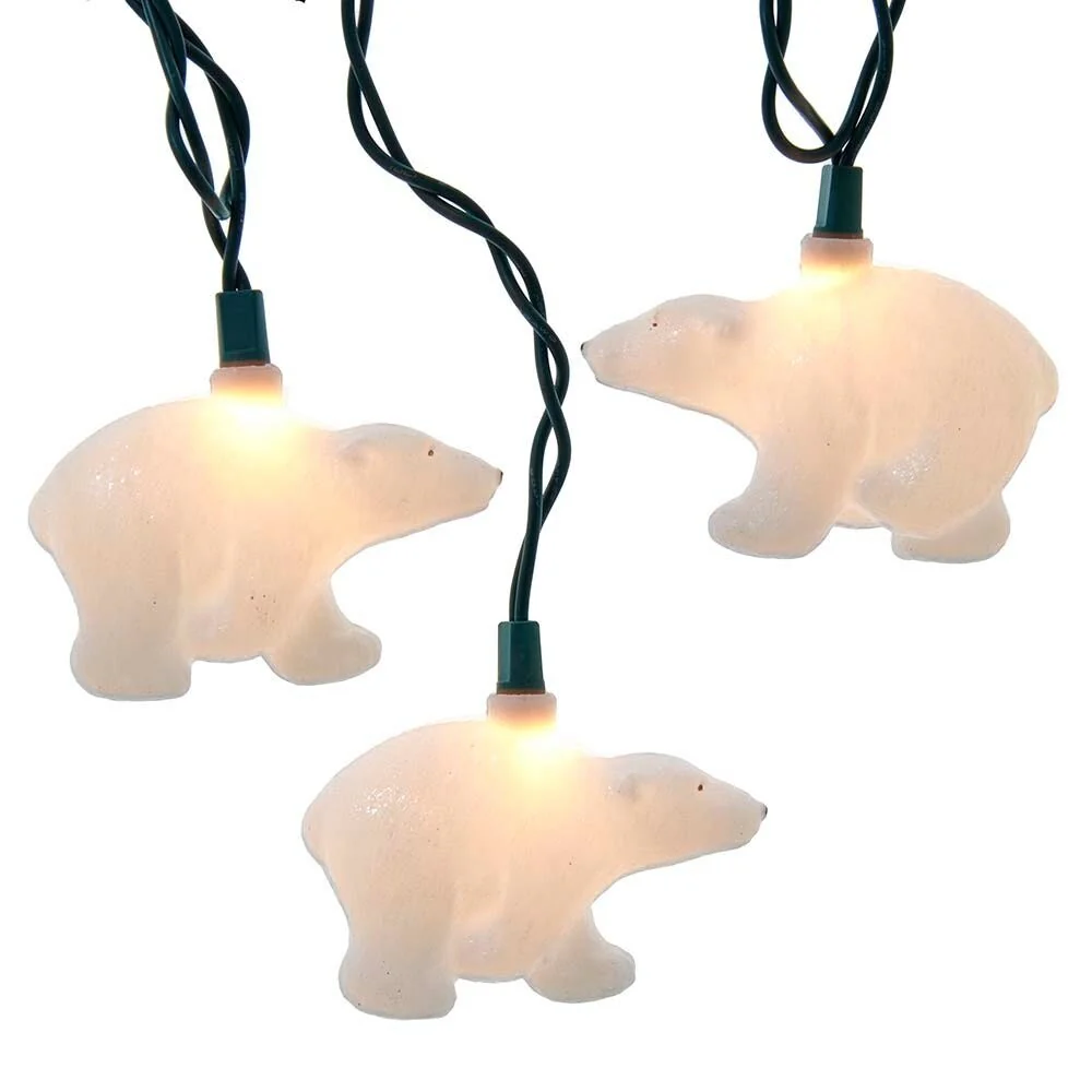 Kurt Adler UL 10-Light White Glitter Bears Light Set