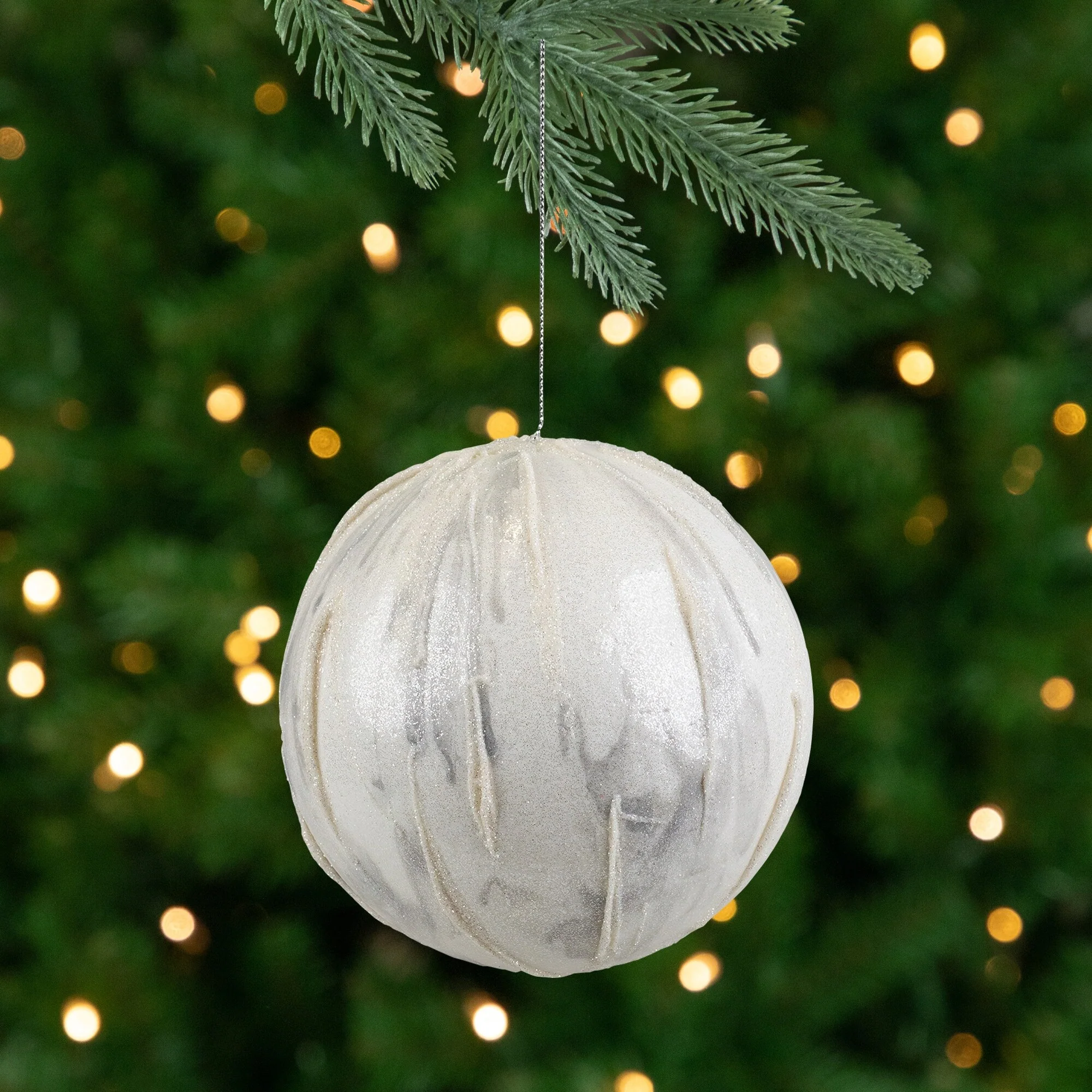 Glitter Marbled Christmas Ball Ornament - 4.25