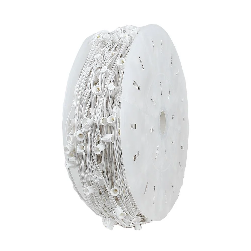 Novelty Lights 1,000 Foot C7 Christmas String Bulk Reel, White Wire, 24
