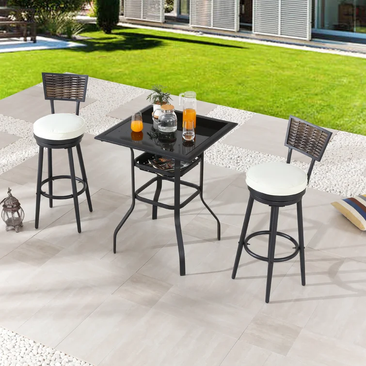 2 - Person Square Outdoor Dining Set with Cushions