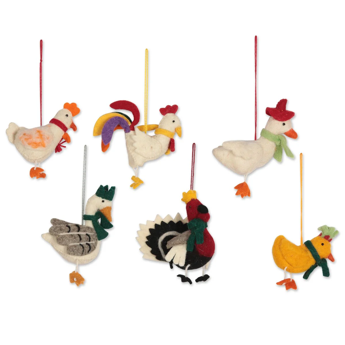 Novica Handmade Fine Feathered Friends Wool Felt Ornaments (Set Of 6)
