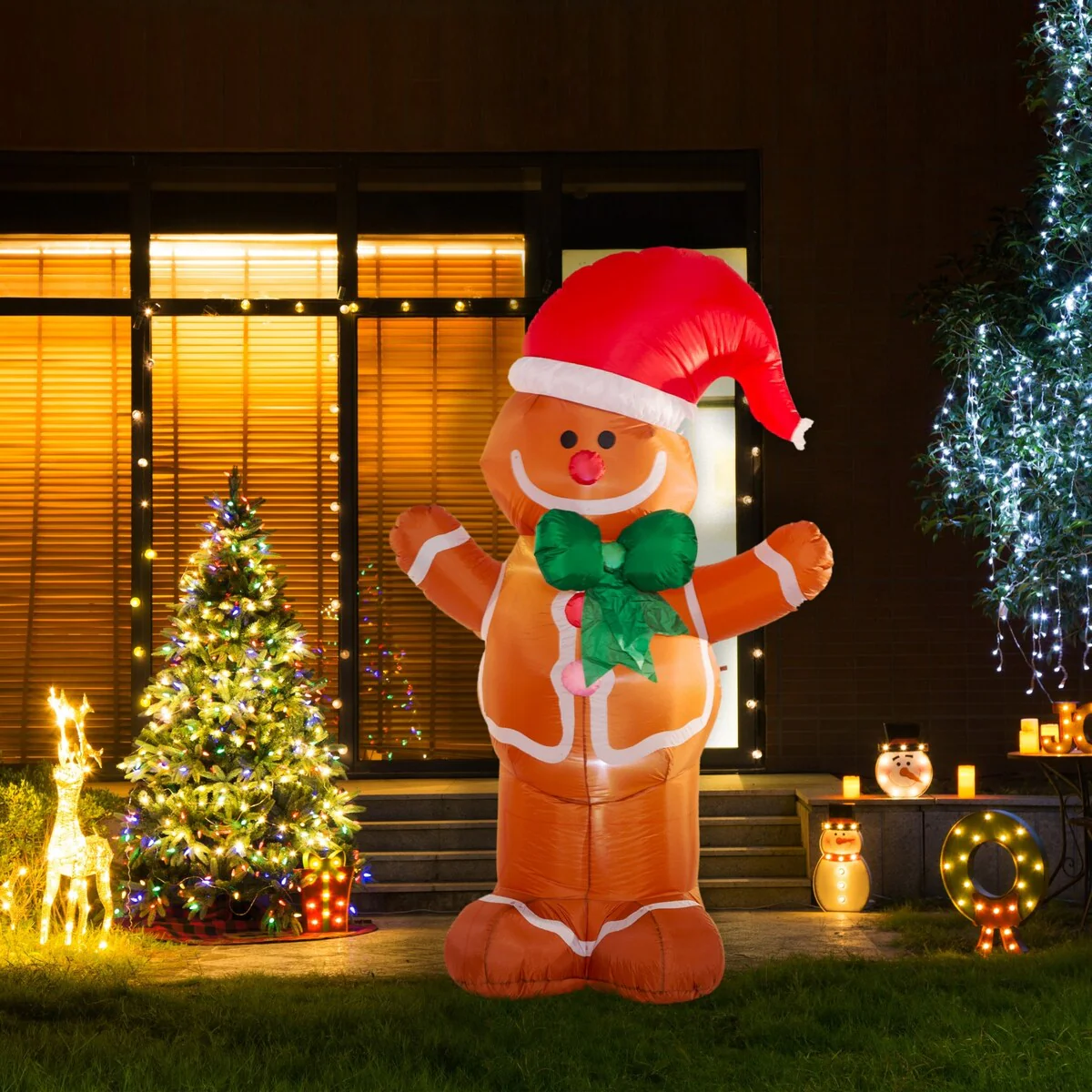 Glitzhome 8 ft Christmas Lighted Inflatable Decor