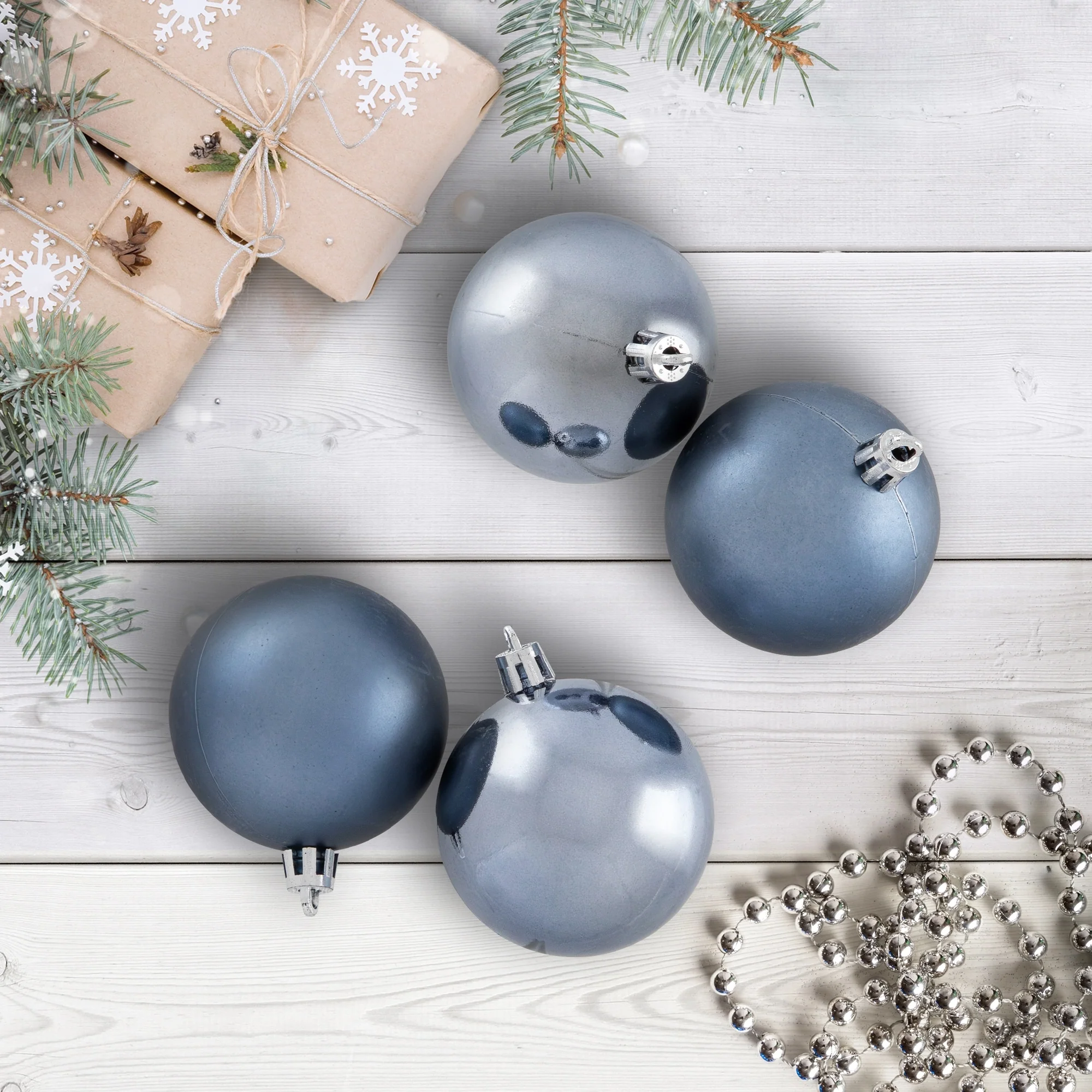 60ct Denim Blue Shatterproof 4-Finish Christmas Ball Ornaments 2.5