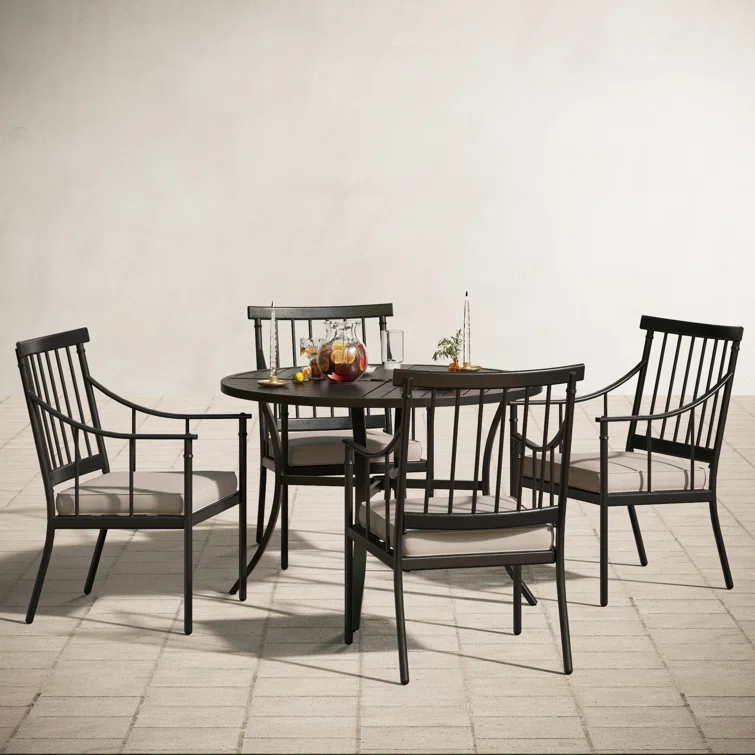 Alyah 4 - Person Round Outdoor Dining Set with Cushions