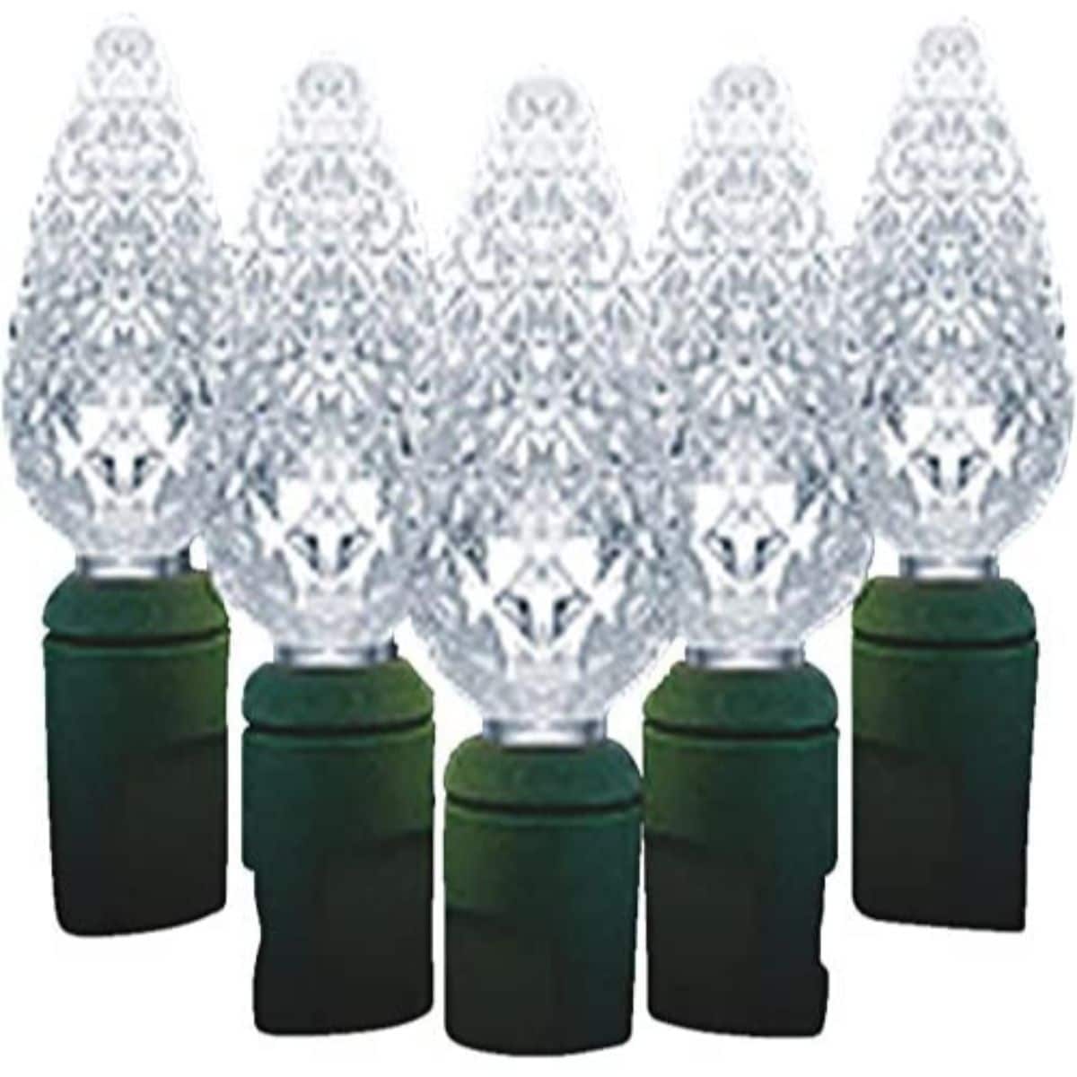 70 Pure White LED Faceted C6 Twinkling Christmas Lights - 23.5 ft