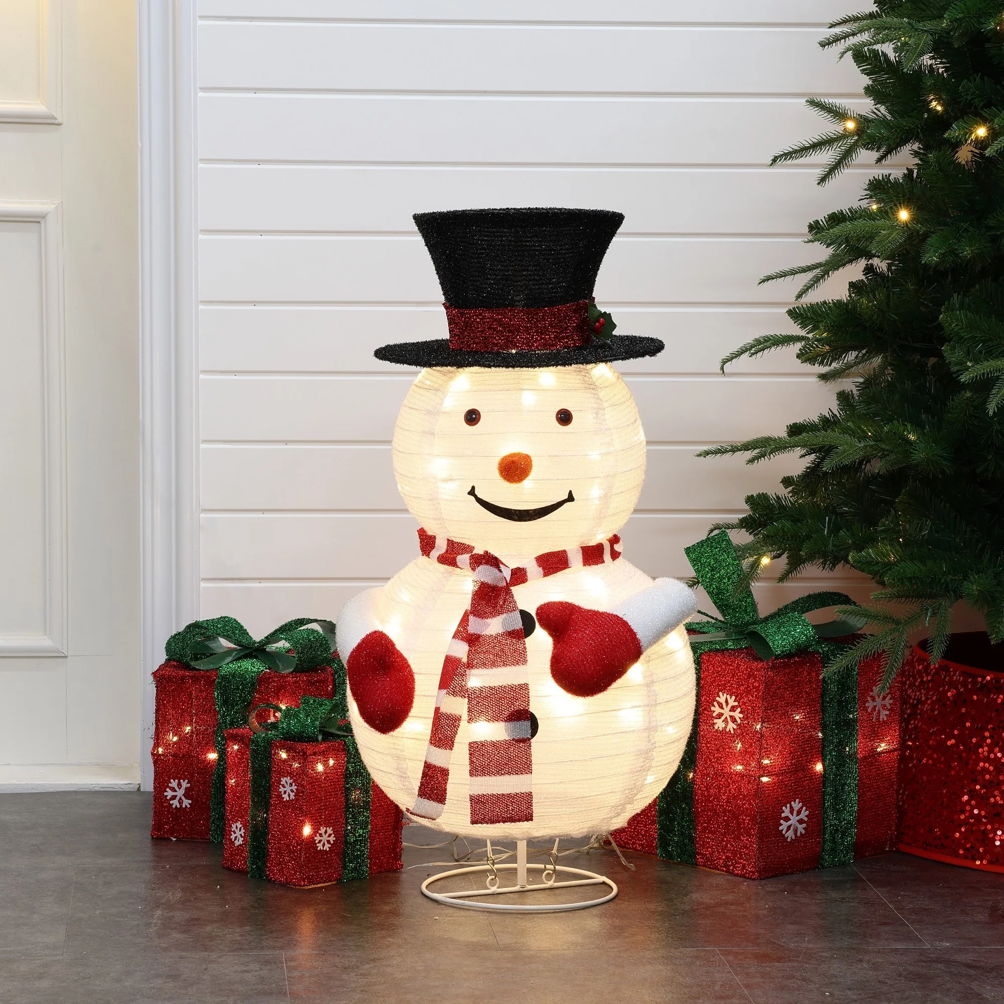 Snowman Lighted Globe 30-Inch Tall Indoor and Outdoor Holiday Decoration - Multi-Color/White - 30