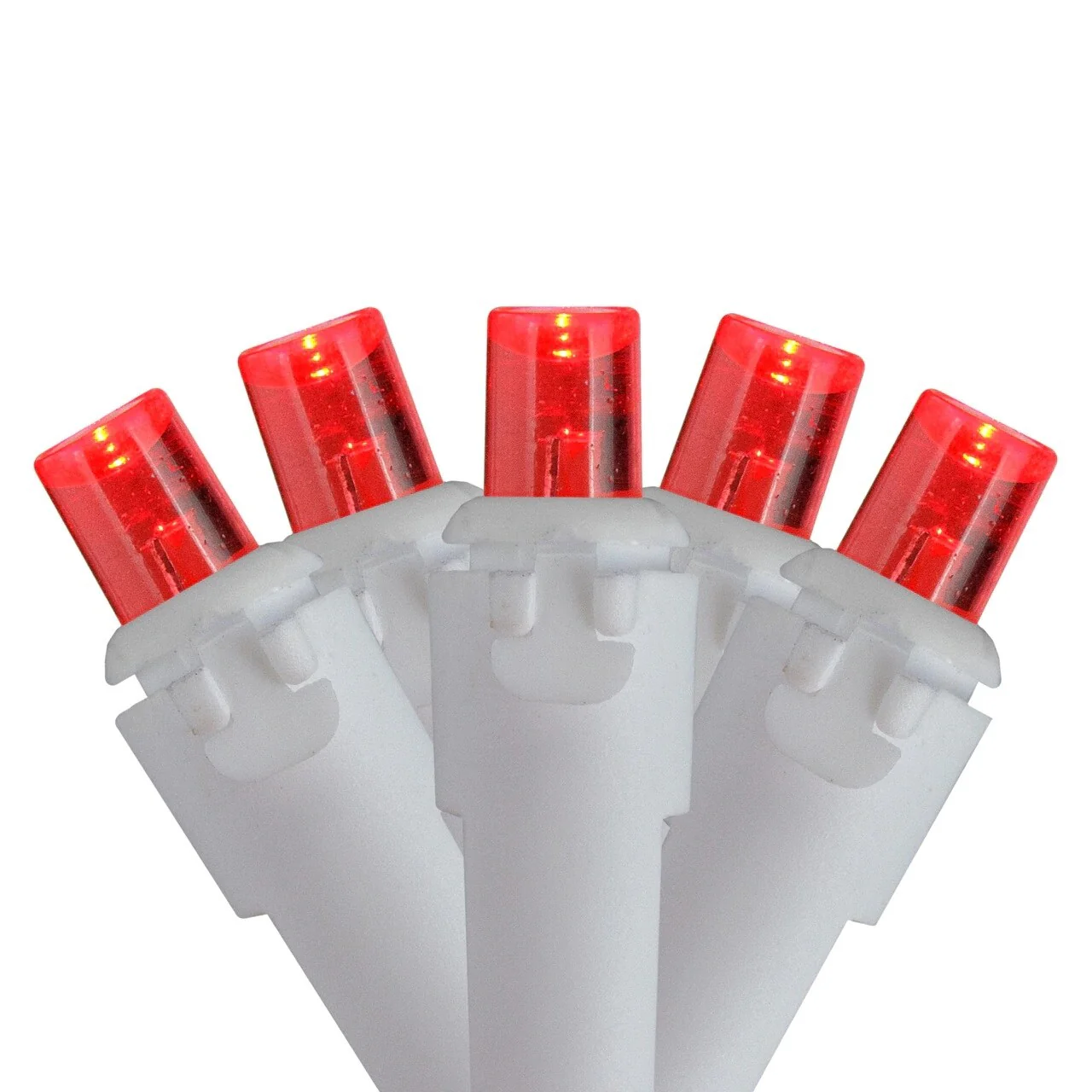 100 Count Red LED Wide Angle Icicle Christmas Lights 5.5 ft White Wire
