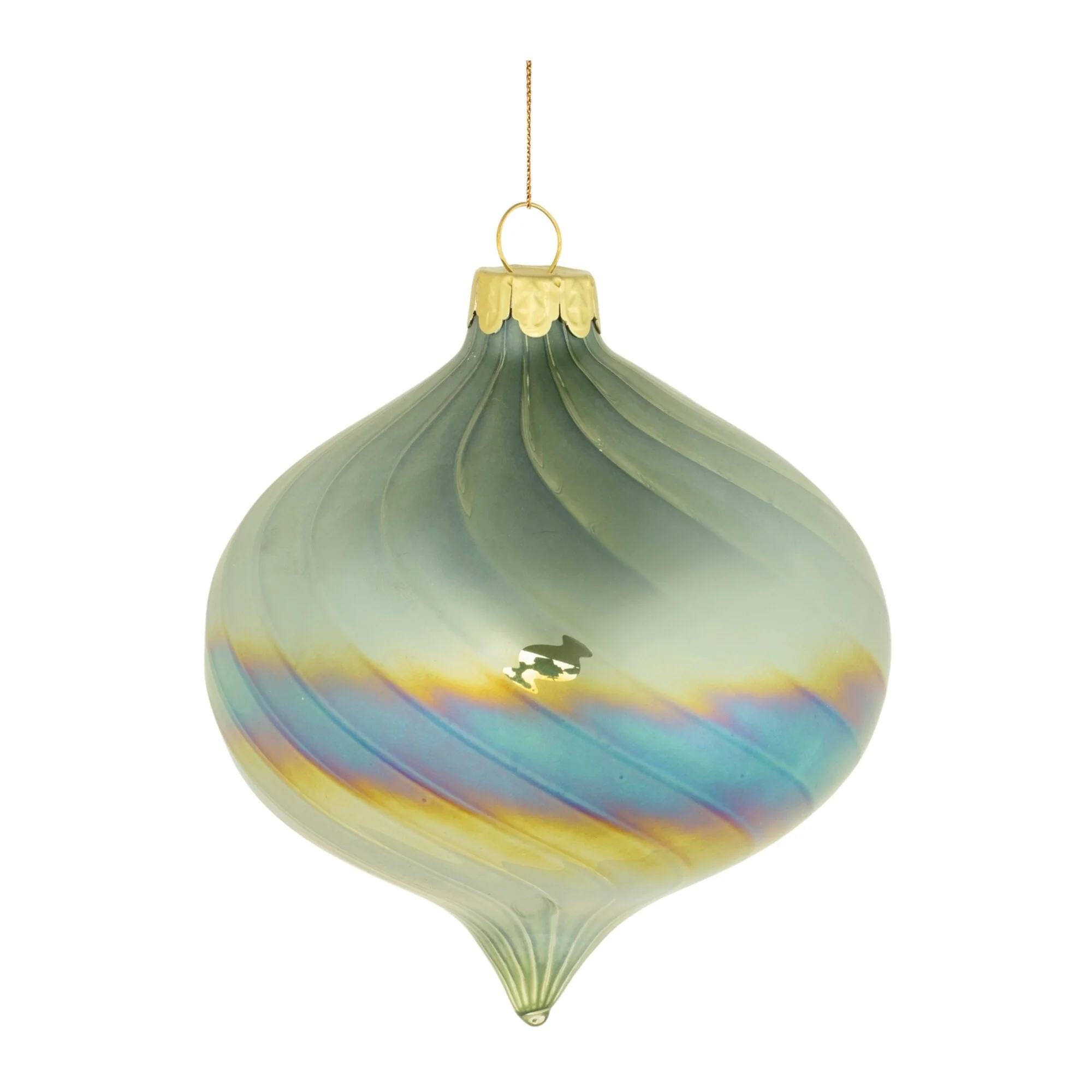 Iridescent Swirled Glass Christmas Ornaments - 4.5