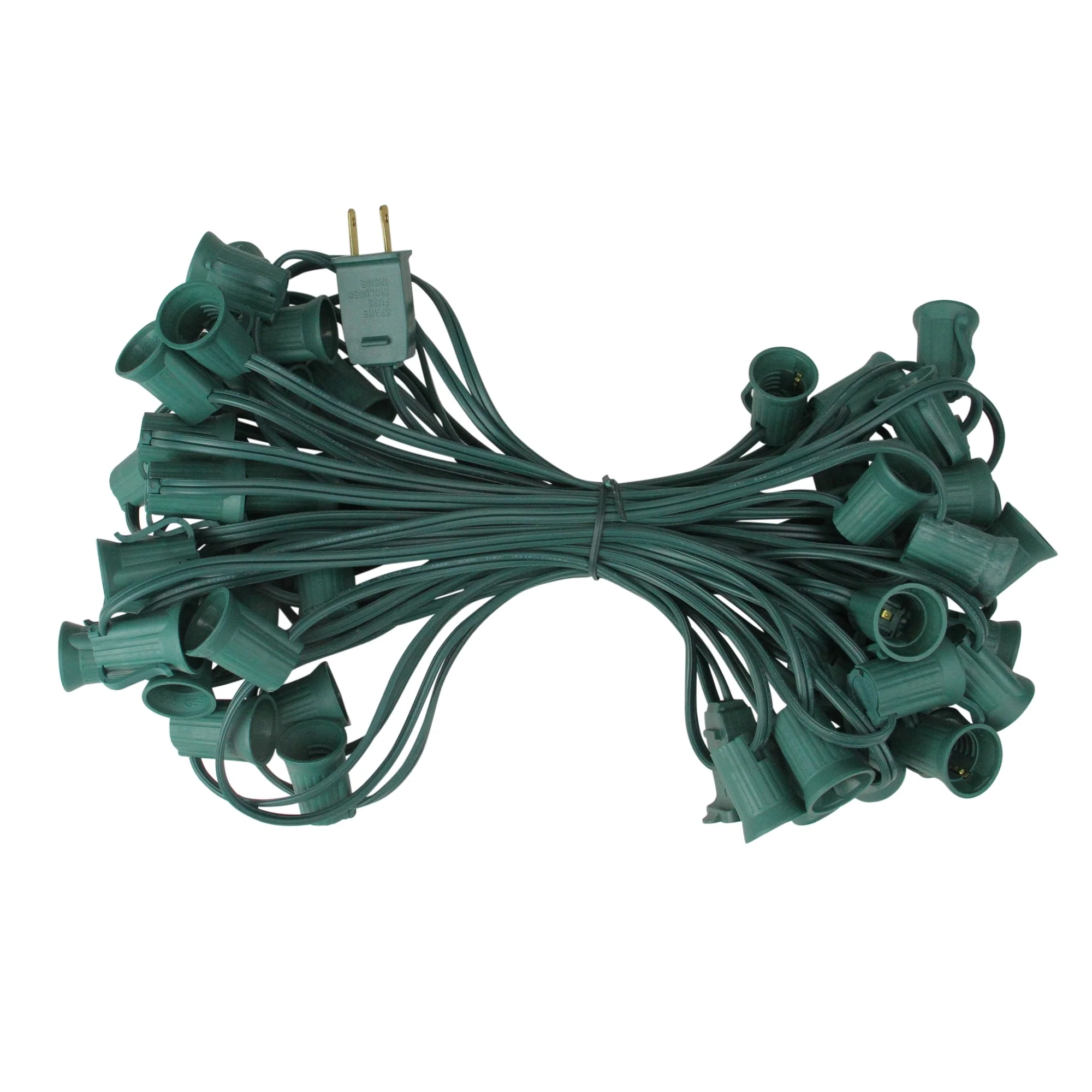 Commercial C9 Christmas Light Socket Set - 50' - Green - 12