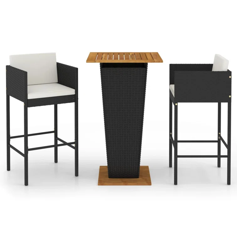 Patio Bar Set Outdoor Bistro Set Bar Stool Bistro Table Poly Rattan