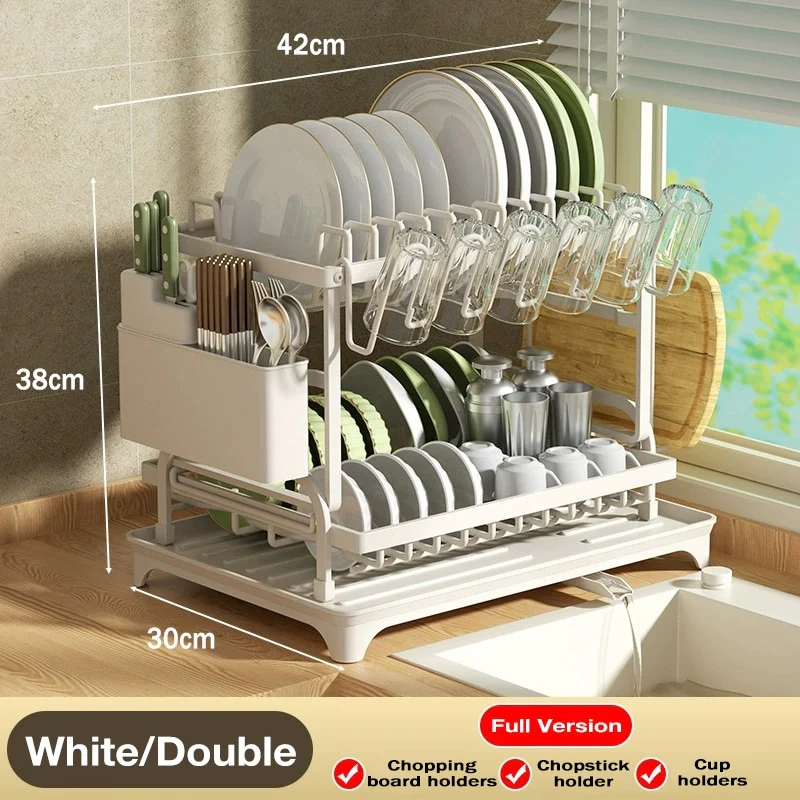 Collapsible 2 Tier Dish Drying Rack For Kitchen Counter