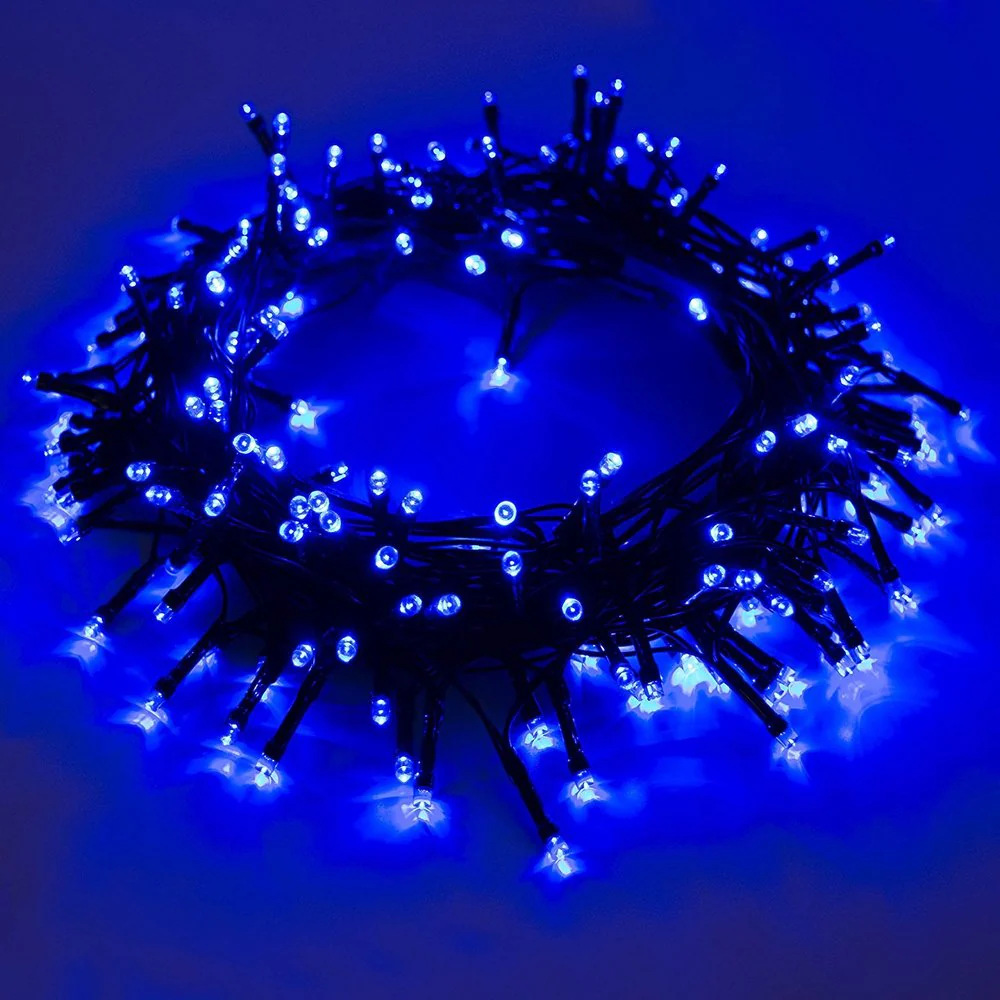 ALEKO 105 LED Blue Solar Powered 37-Foot Decorating String Lights